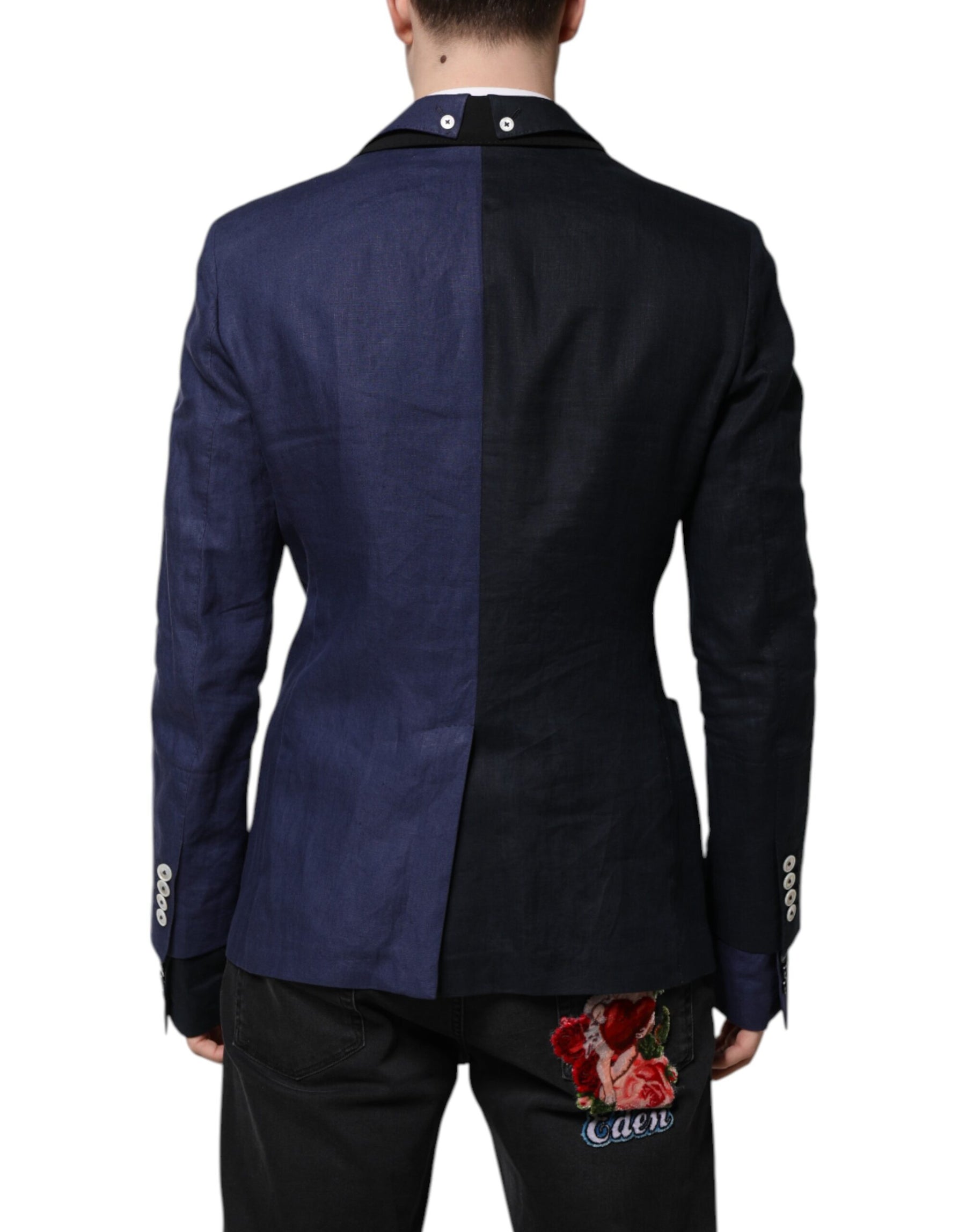 Dolce & Gabbana Navy Blue Double Breasted Suit Coat Blazer | Regal Royce