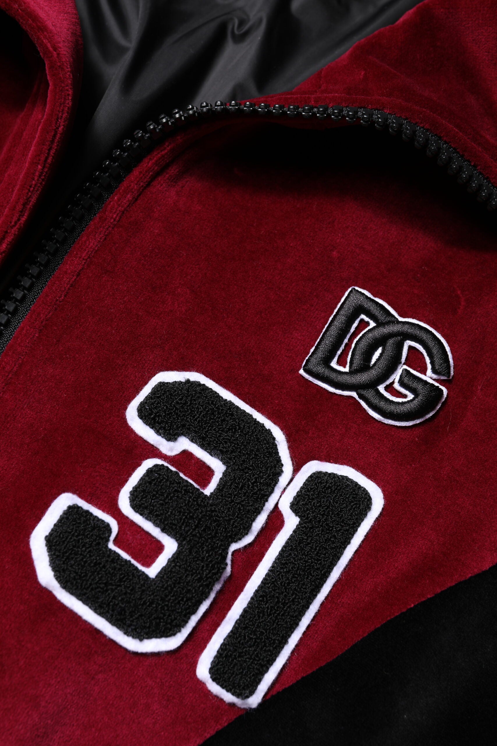 Dolce & Gabbana Red Black Cotton Logo FullZip Bomber Jacket | Regal Royce