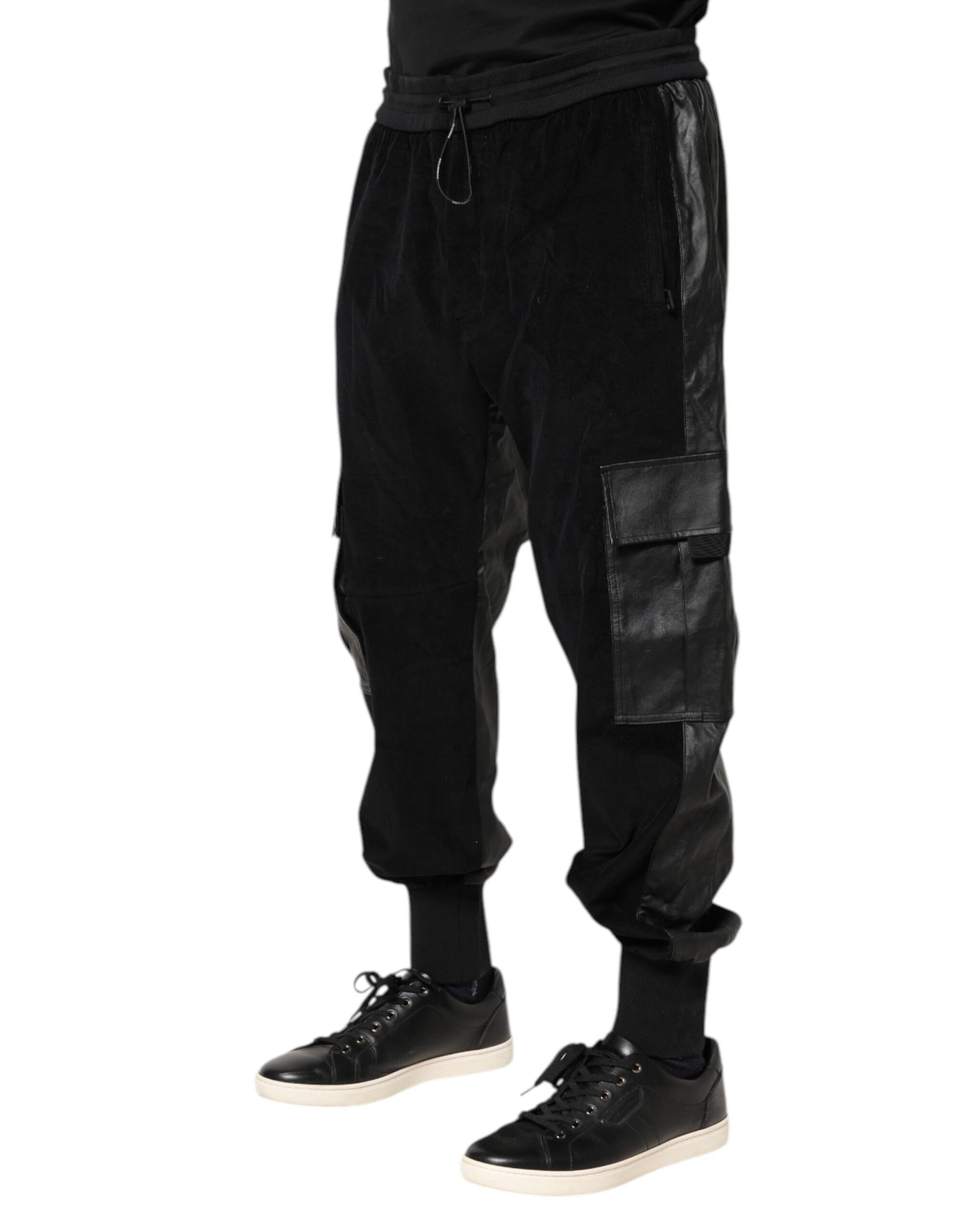 Dolce & Gabbana Black Cotton Cargo Jogger Sweatpants Pants | Regal Royce