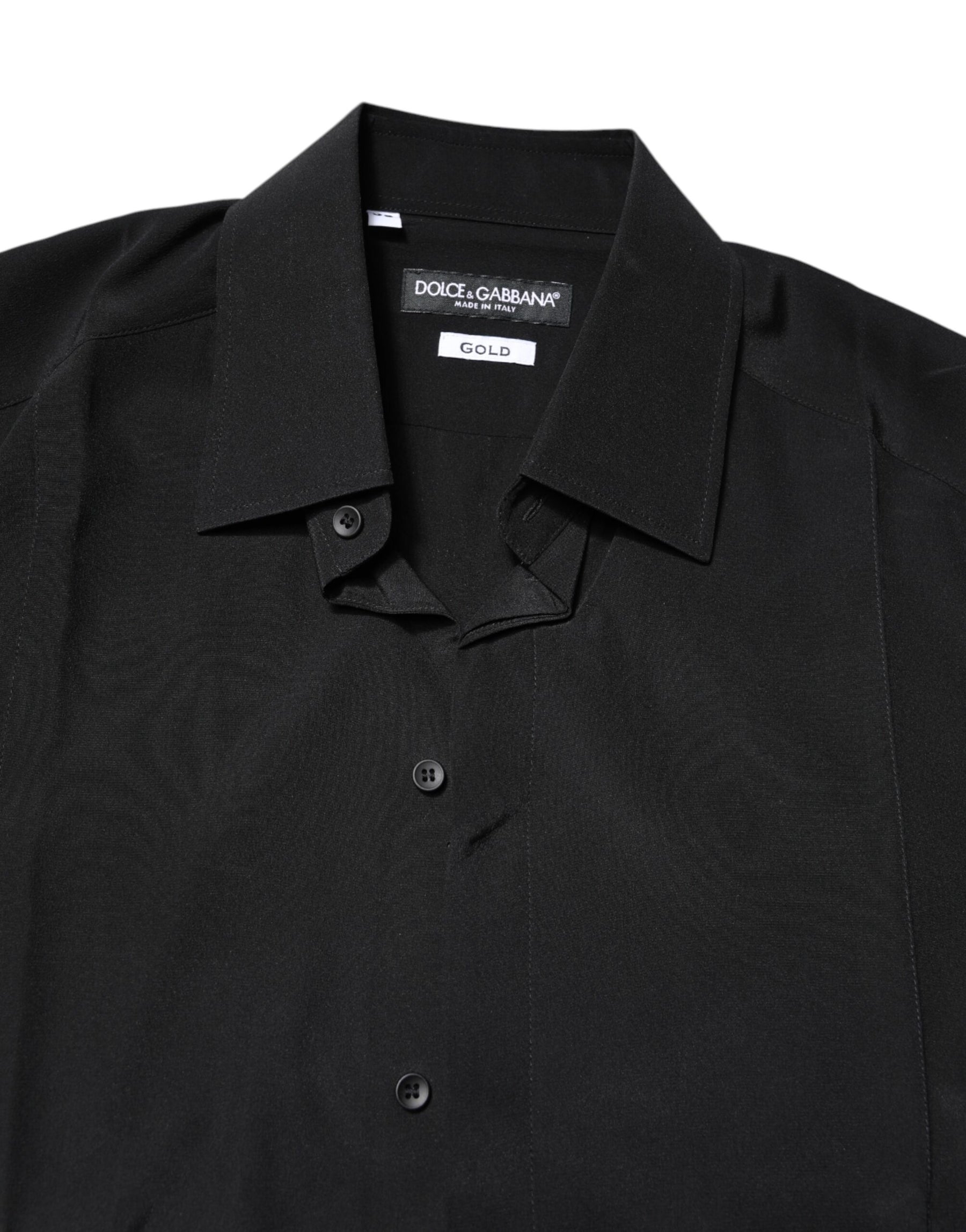 Dolce & Gabbana Black Silk GOLD Long Sleeves Dress Shirt | Regal Royce