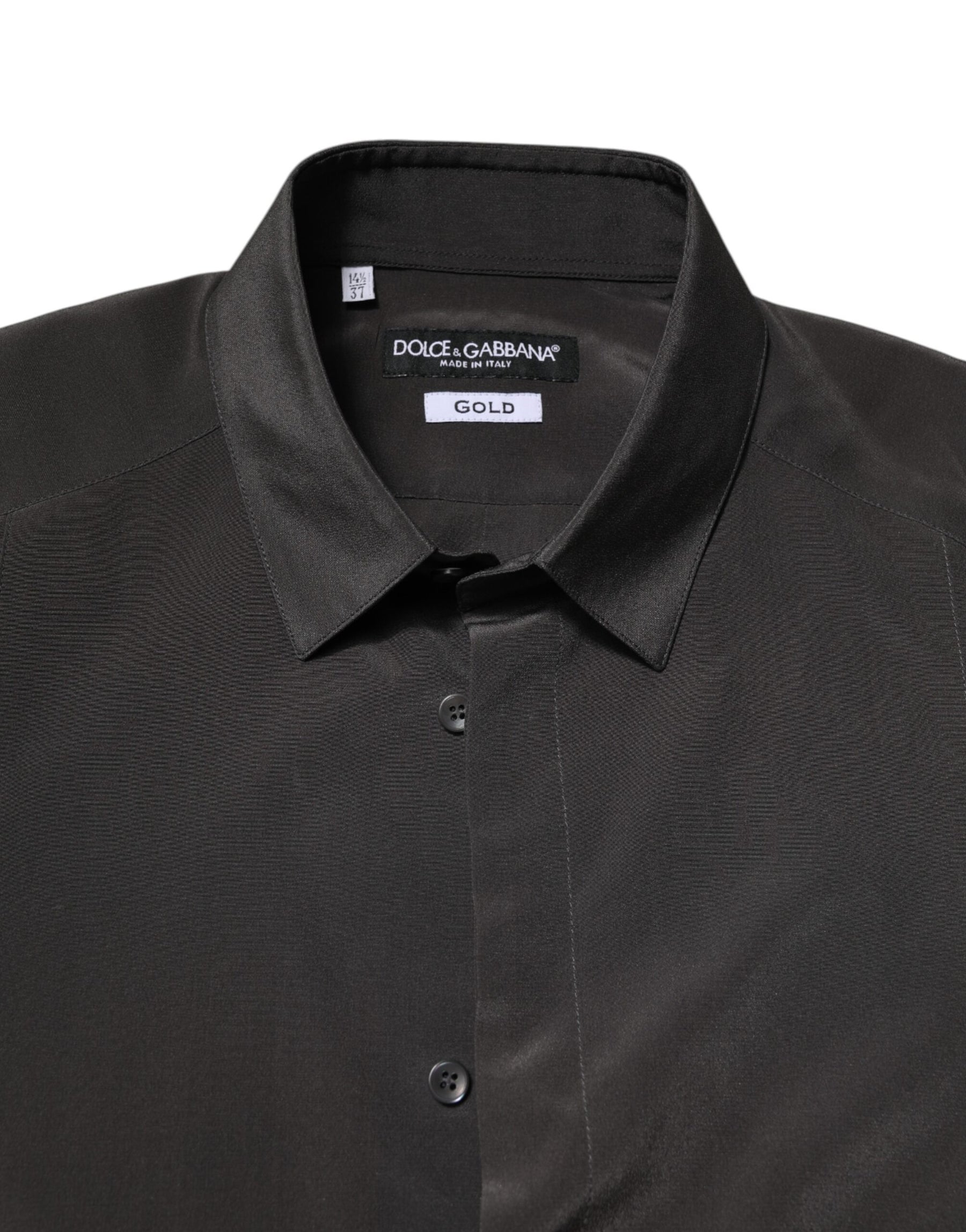 Dolce & Gabbana Dark Gray Silk GOLD Dress Formal Shirt | Regal Royce