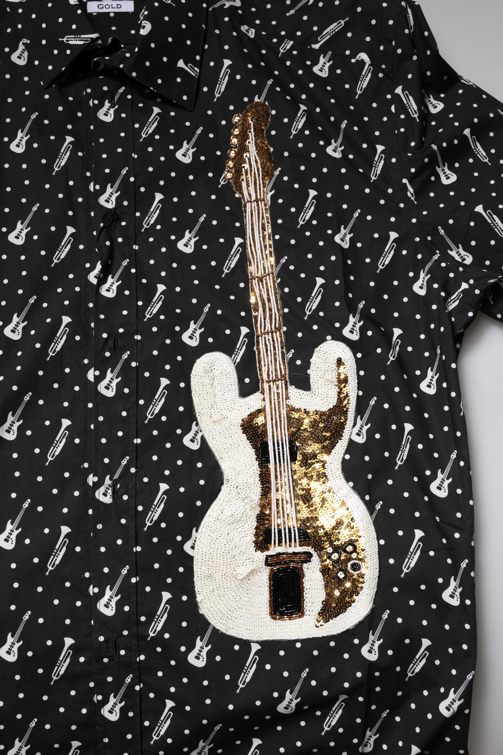 Dolce & Gabbana Black GOLD Instrument Embellished Shirt | Regal Royce