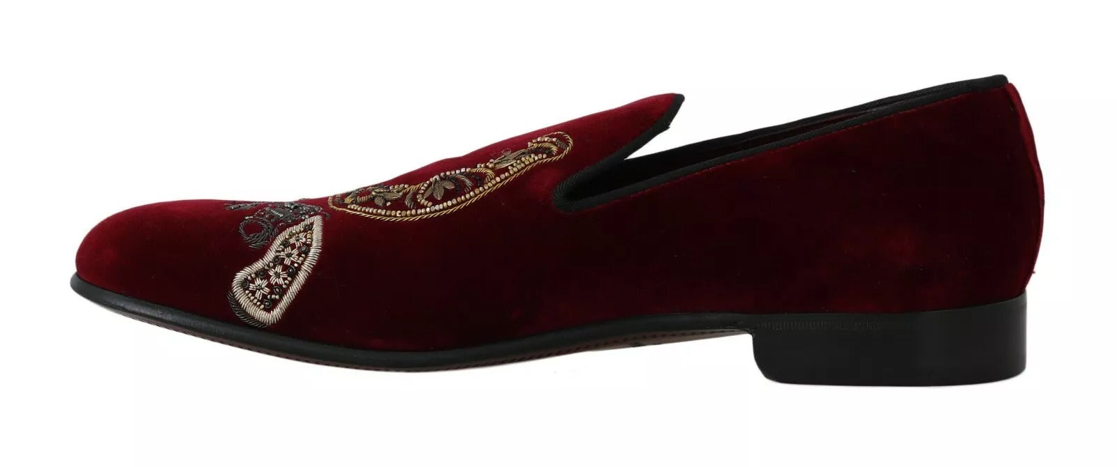 Dolce & Gabbana Bordeaux Velvet Loafers Gun Horseshoe Shoes | Regal Royce