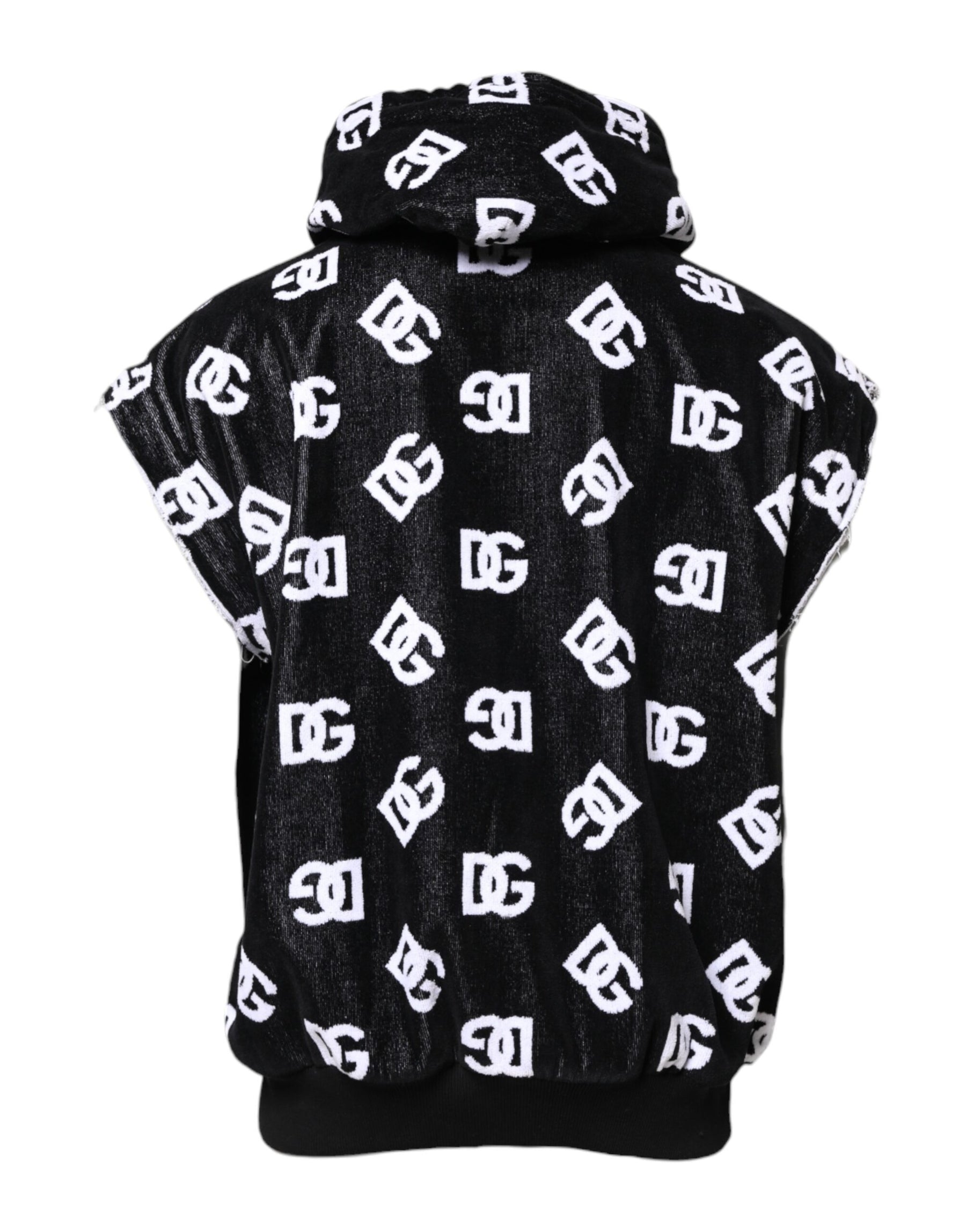 Dolce & Gabbana Black DG Cotton Hooded Sleeveless Sweater | Regal Royce