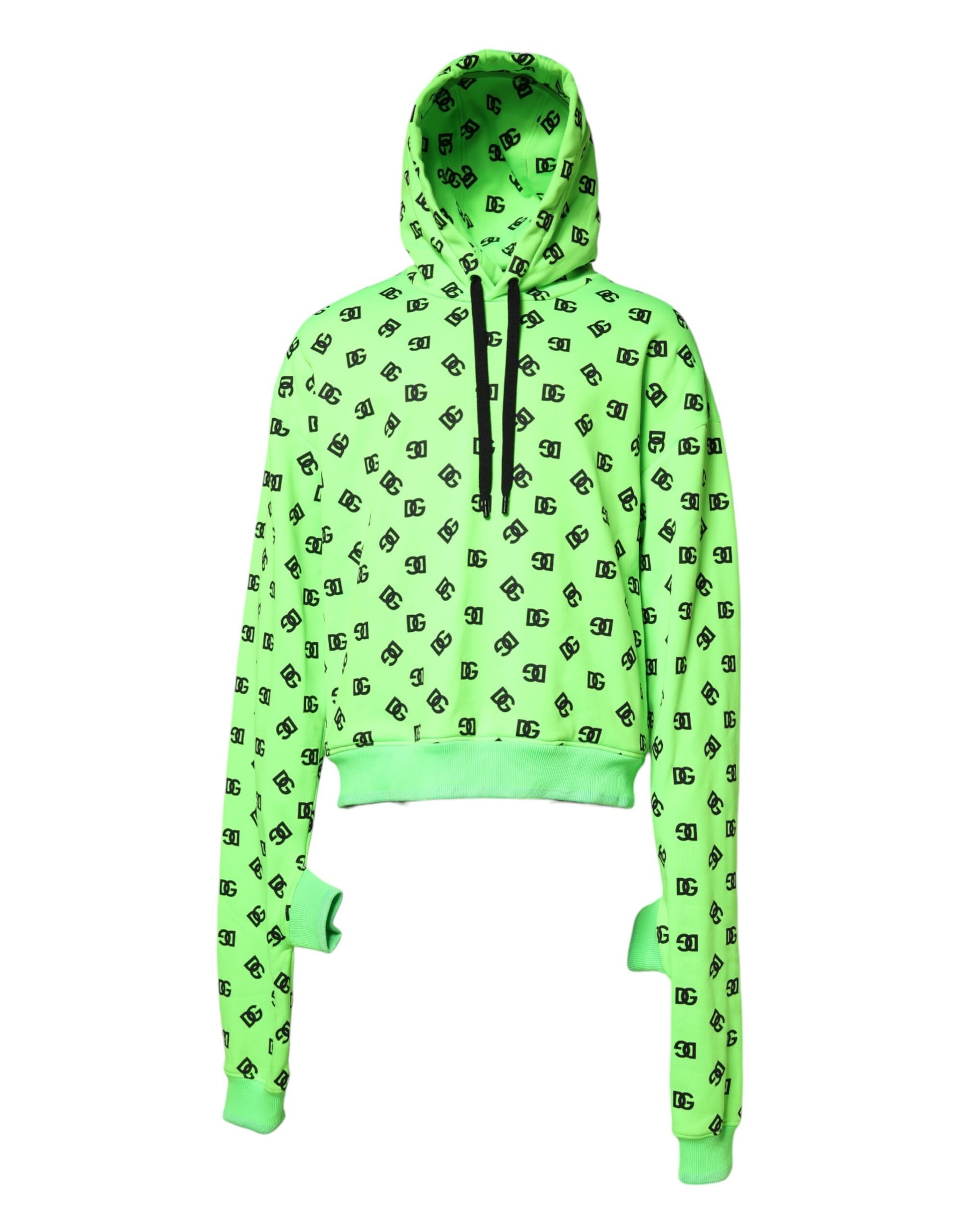 Dolce & Gabbana Green Polyester DGLogo Print Hooded Sweater | Regal Royce