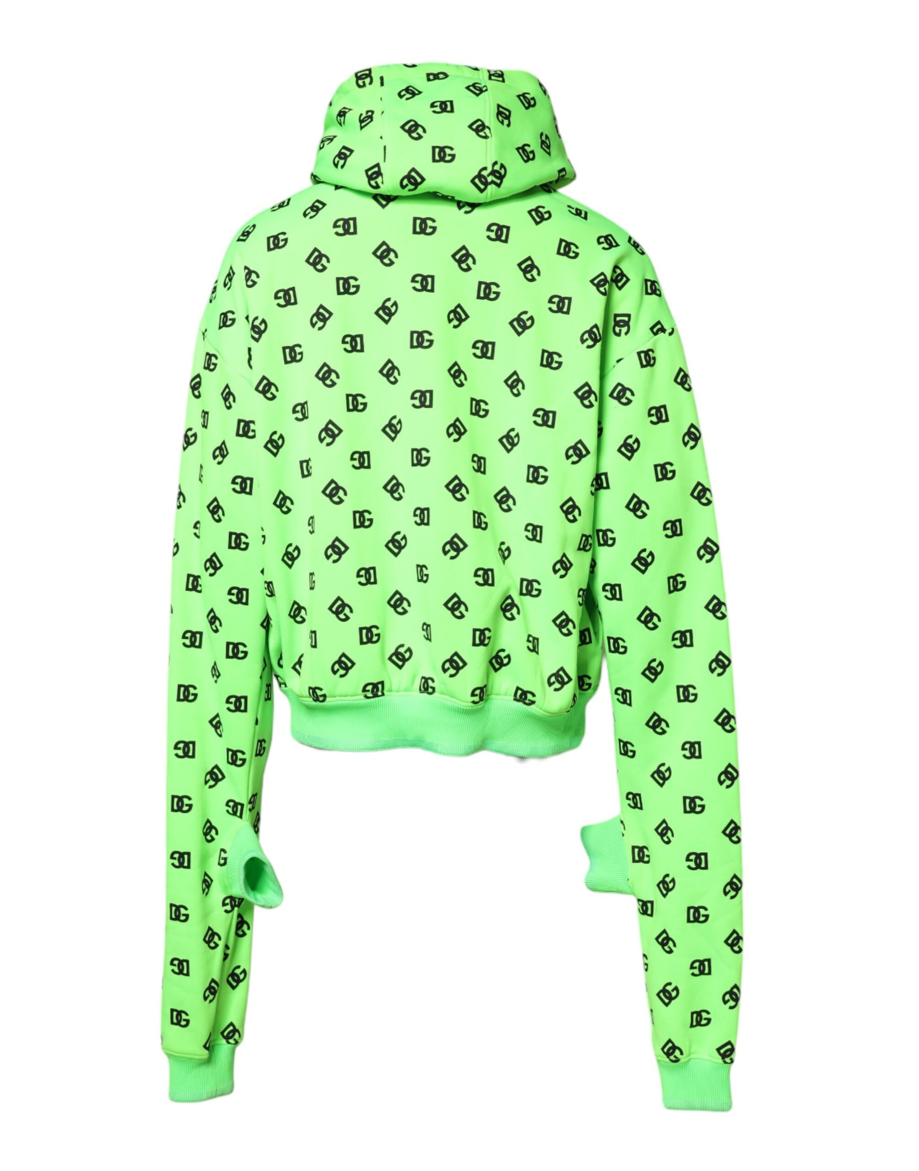 Dolce & Gabbana Green Polyester DGLogo Print Hooded Sweater | Regal Royce