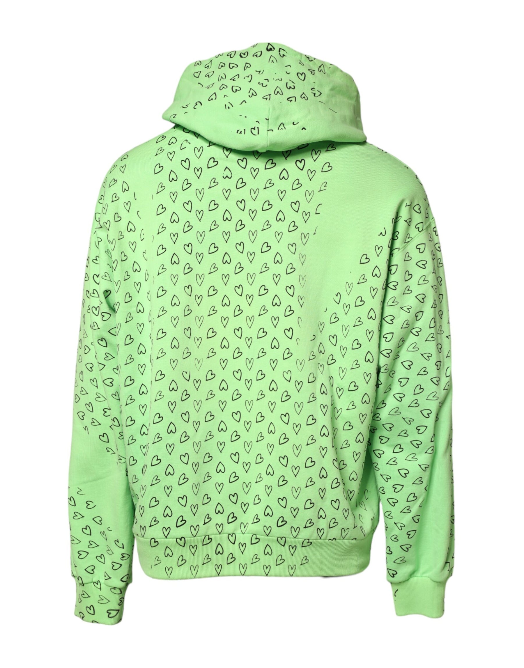 Dolce & Gabbana Green Cotton Logo Heart Print Hooded Sweater | Regal Royce