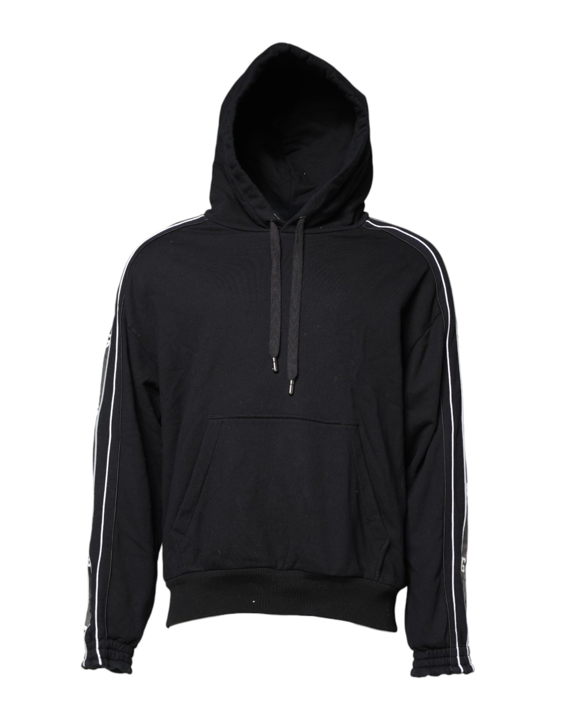 Dolce & Gabbana Black Cotton Logo Hooded Sweatshirt Sweater | Regal Royce