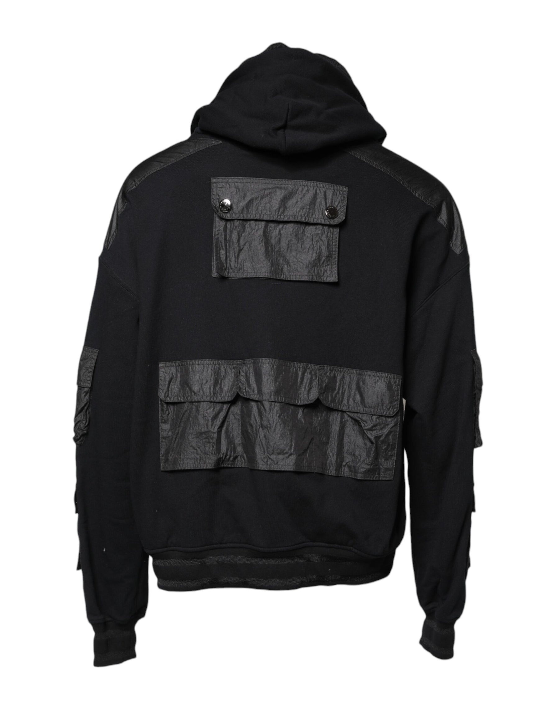 Dolce & Gabbana Black Cotton Hooded Sweatshirt Sweater | Regal Royce