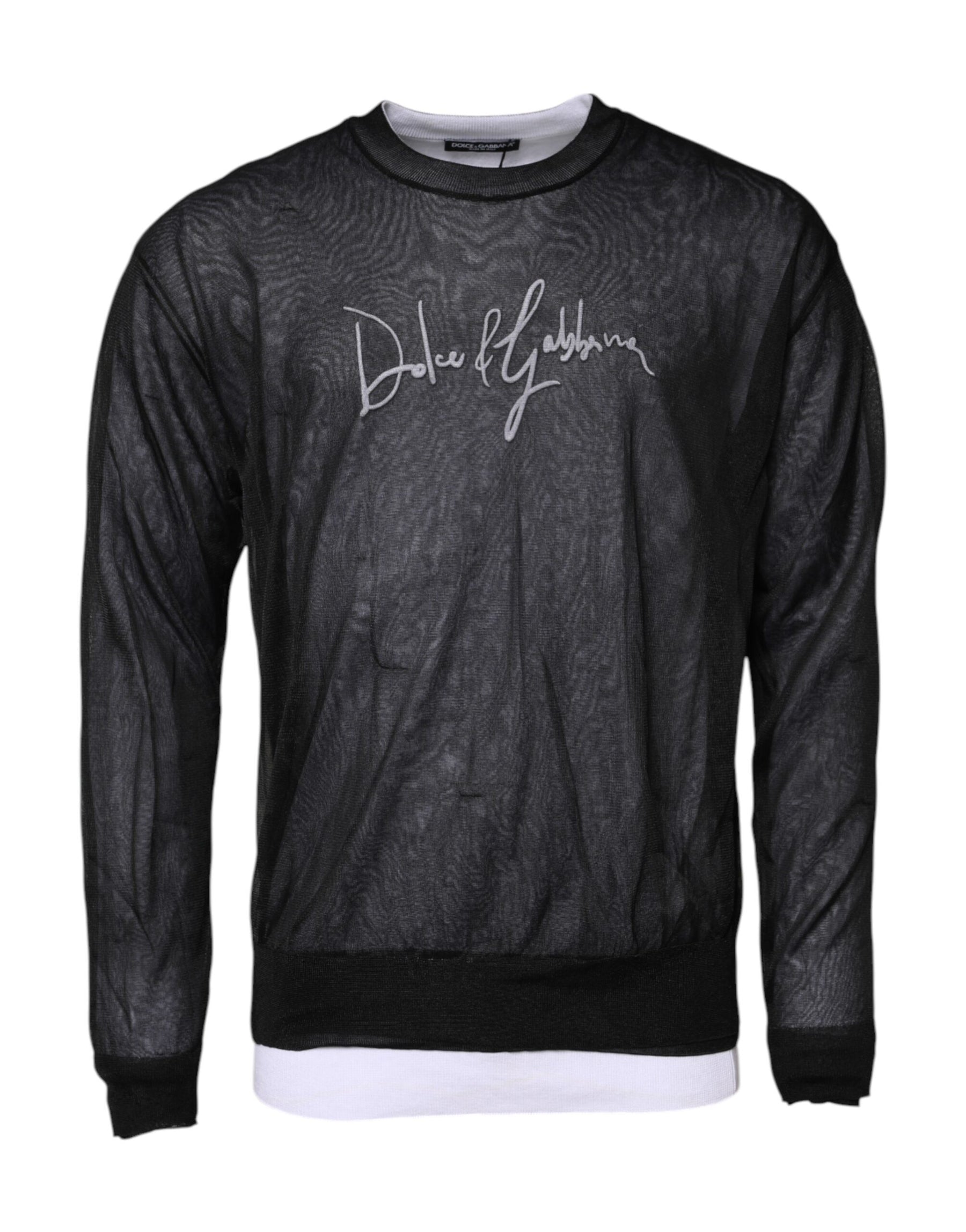 Dolce & Gabbana Black White Logo Knitted Pullover Sweater | Regal Royce