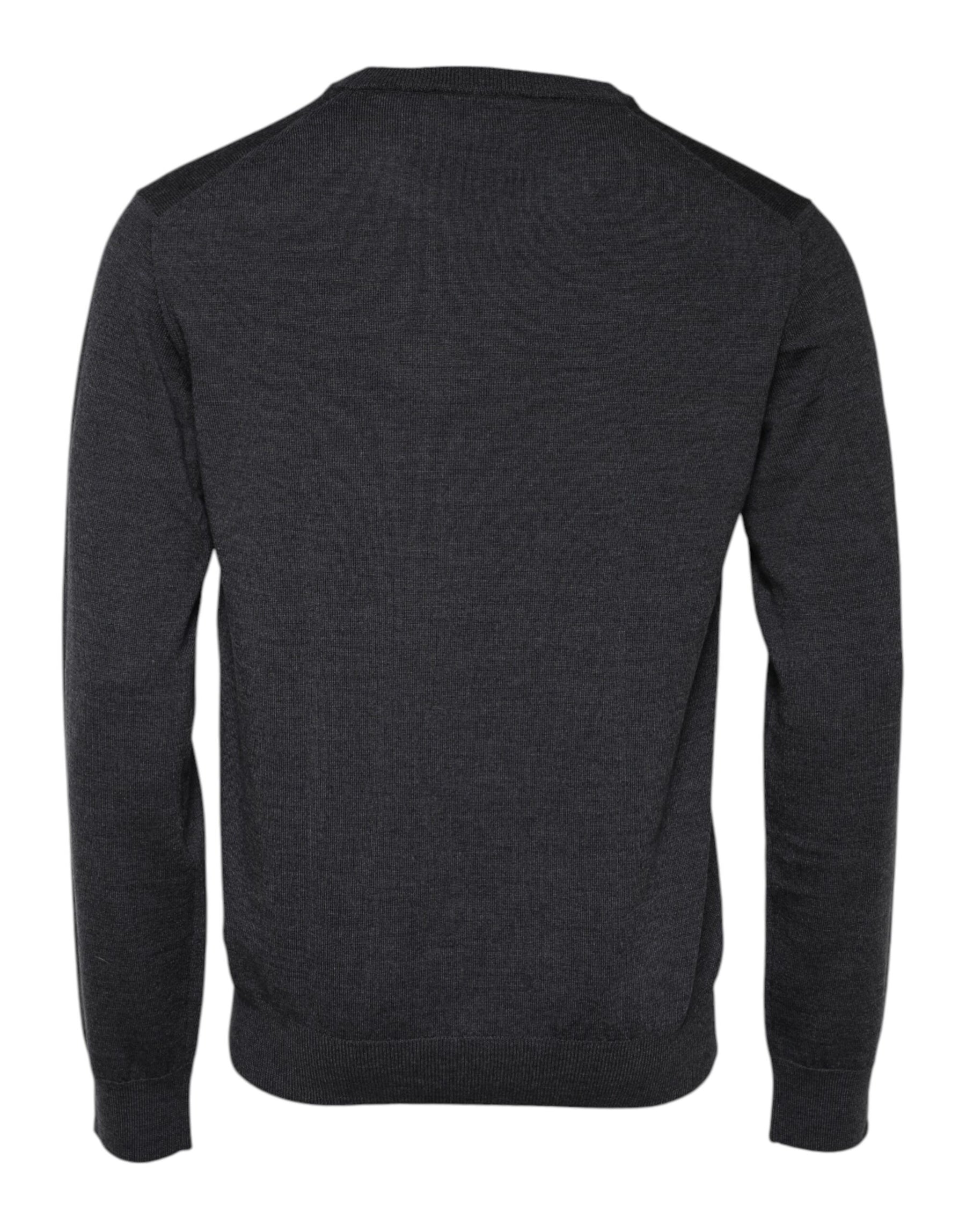 Dolce & Gabbana Gray Wool Logo Knitted Men Pullover Sweater | Regal Royce