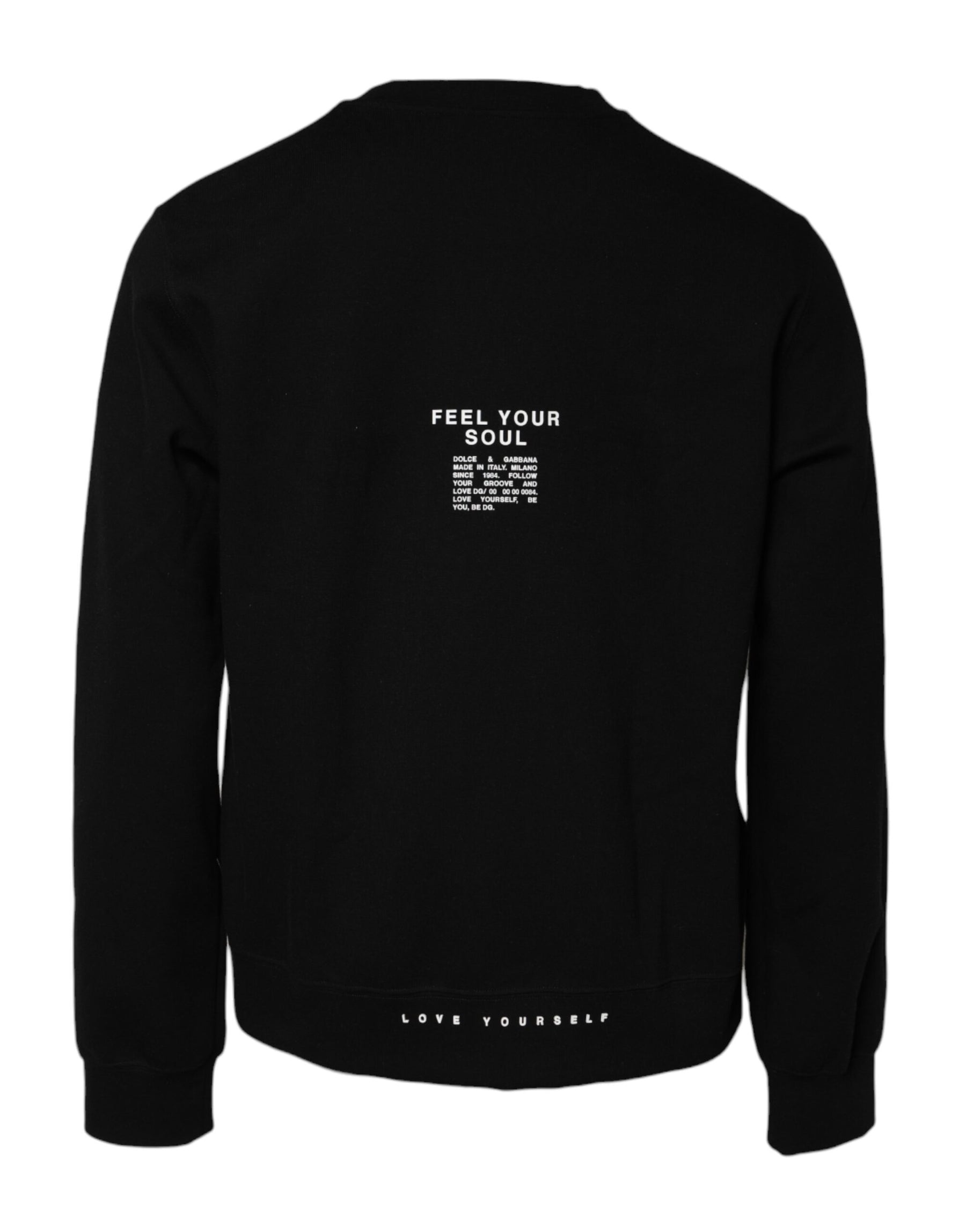 Dolce & Gabbana Black Cotton Logo Knitted Pullover Sweater | Regal Royce
