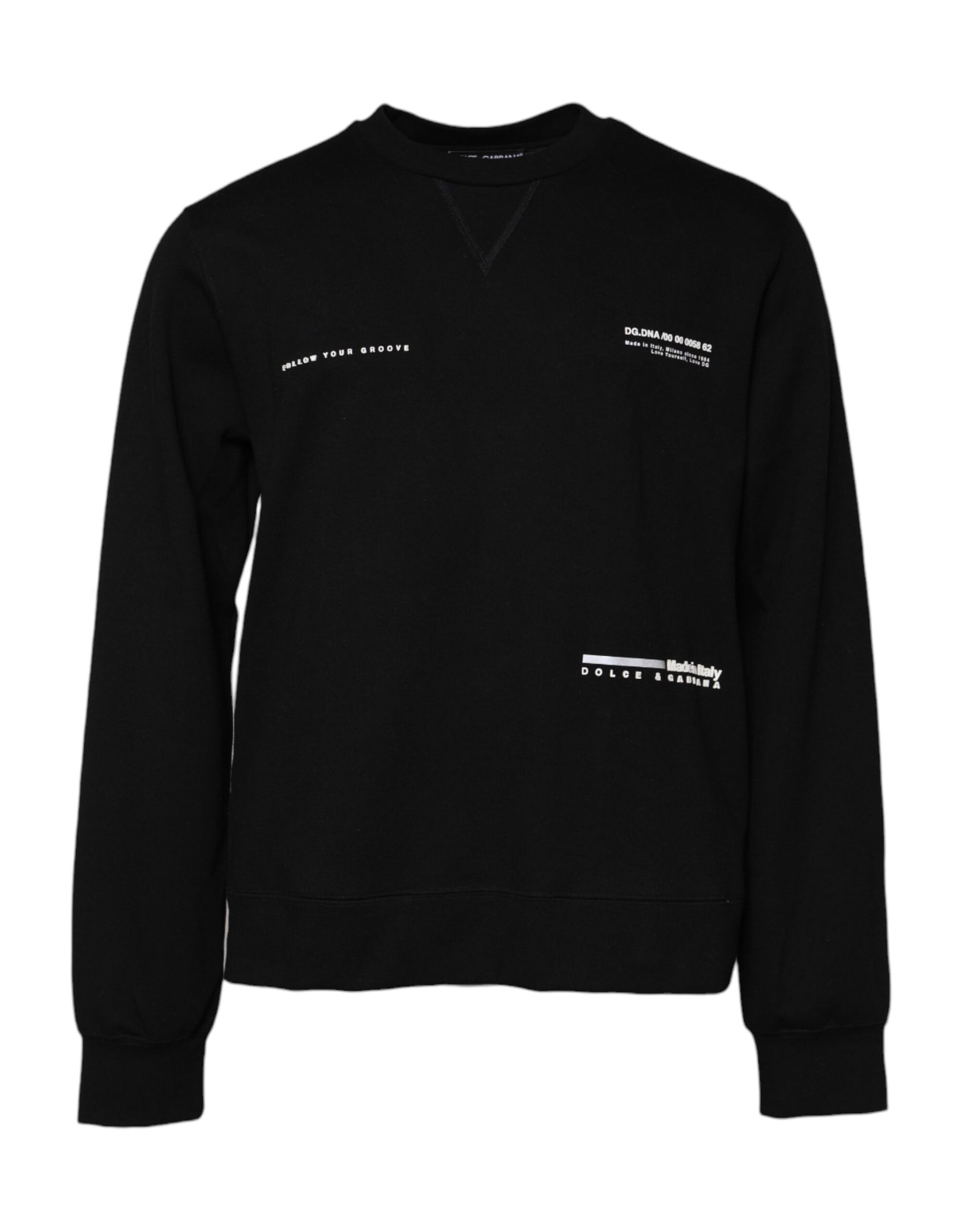 Dolce & Gabbana Black Cotton Logo Knitted Pullover Sweater | Regal Royce