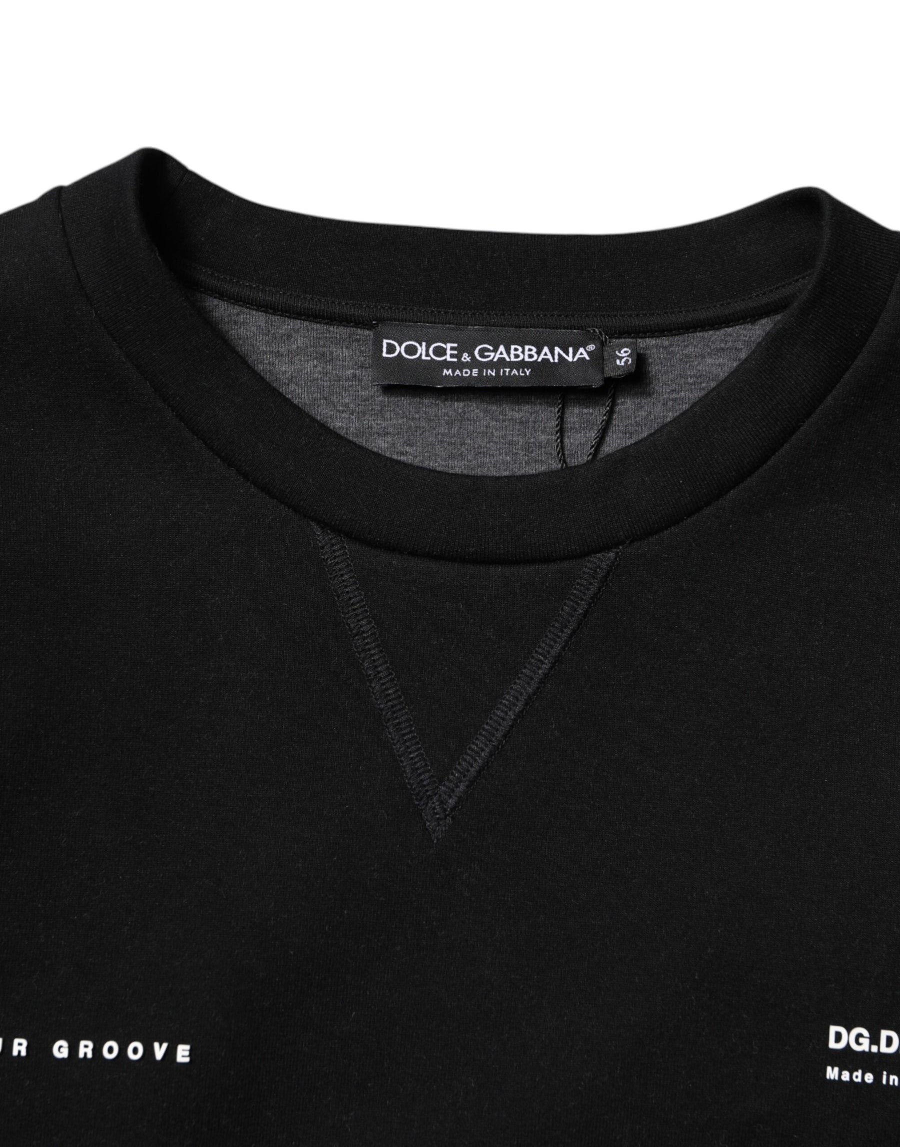 Dolce & Gabbana Black Cotton Logo Knitted Pullover Sweater | Regal Royce
