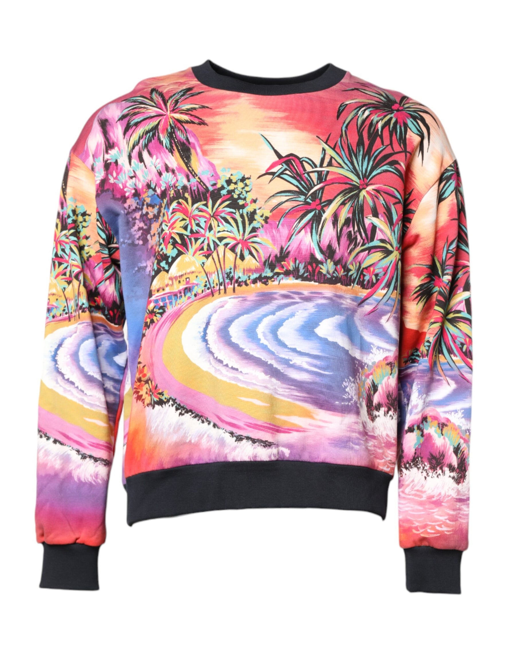 Dolce & Gabbana Multicolor Print Crew Neck Pullover Sweater | Regal Royce