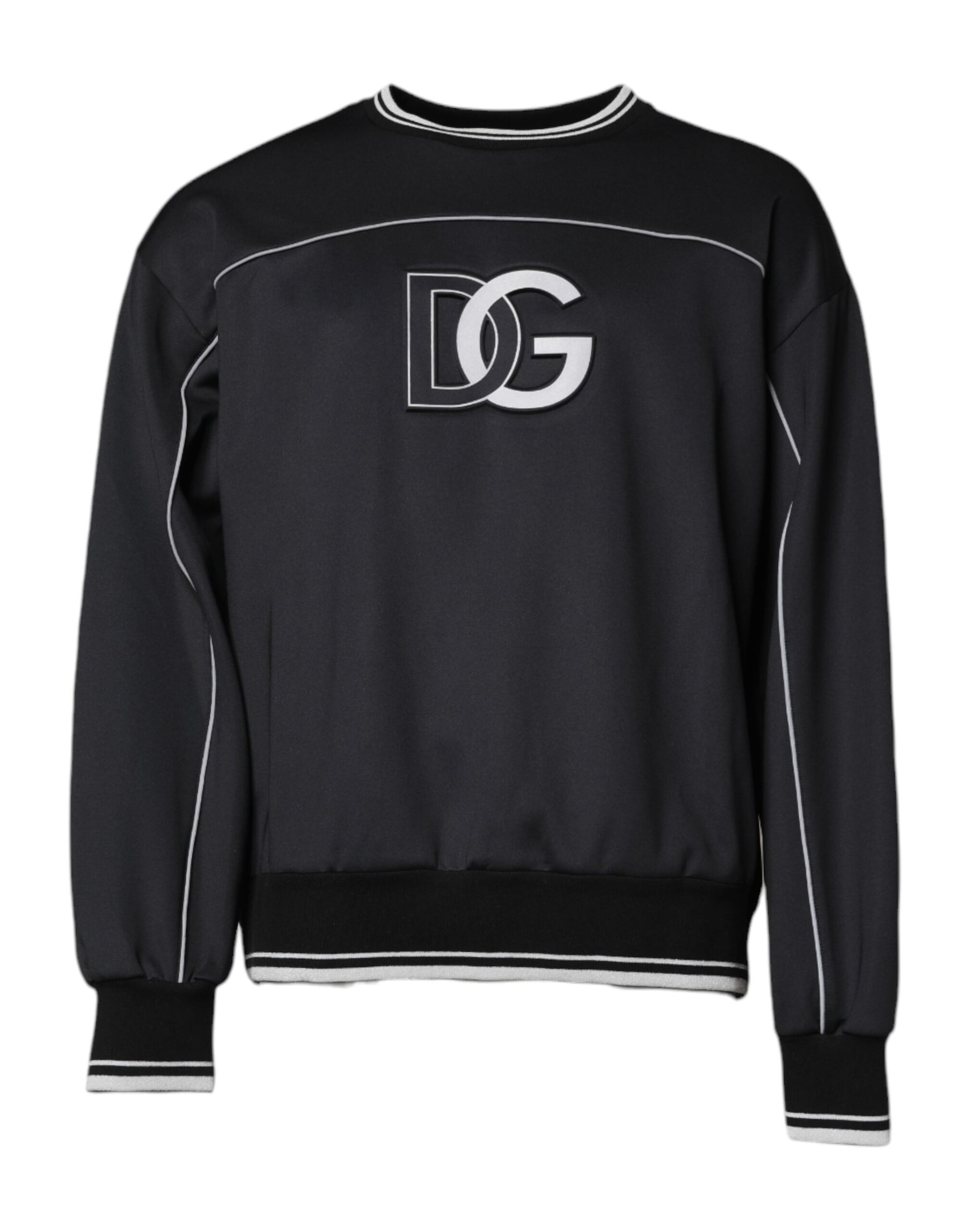 Dolce & Gabbana Black Logo Polyester Crew Neck Men Pullover Sweater | Regal Royce