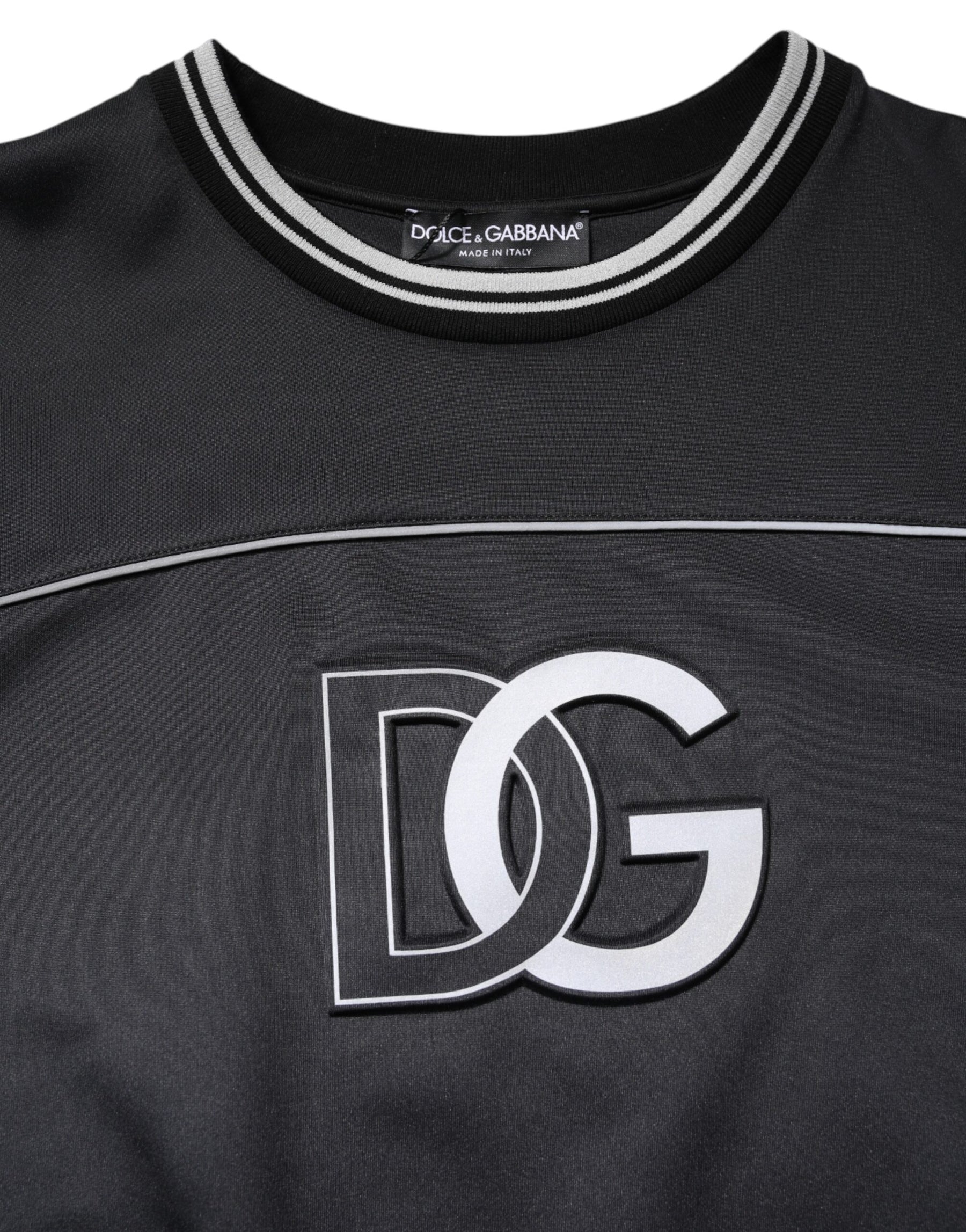 Dolce & Gabbana Black Logo Polyester Crew Neck Men Pullover Sweater | Regal Royce