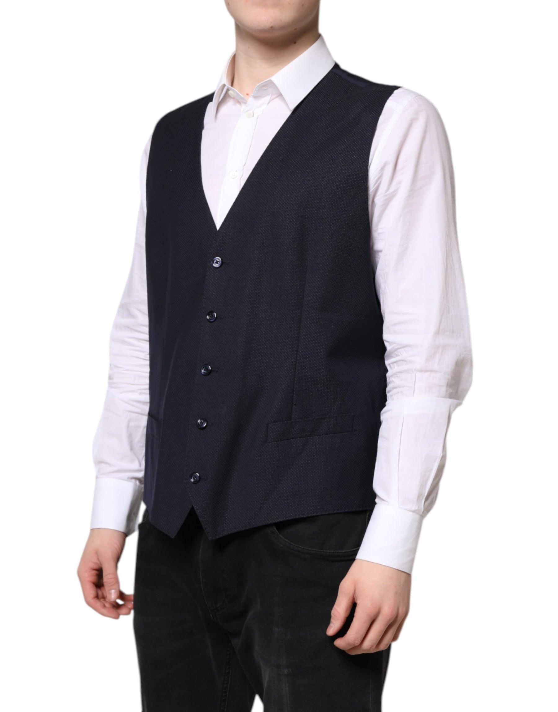 Dolce & Gabbana Black Wool Waistcoat Dress Formal Vest | Regal Royce