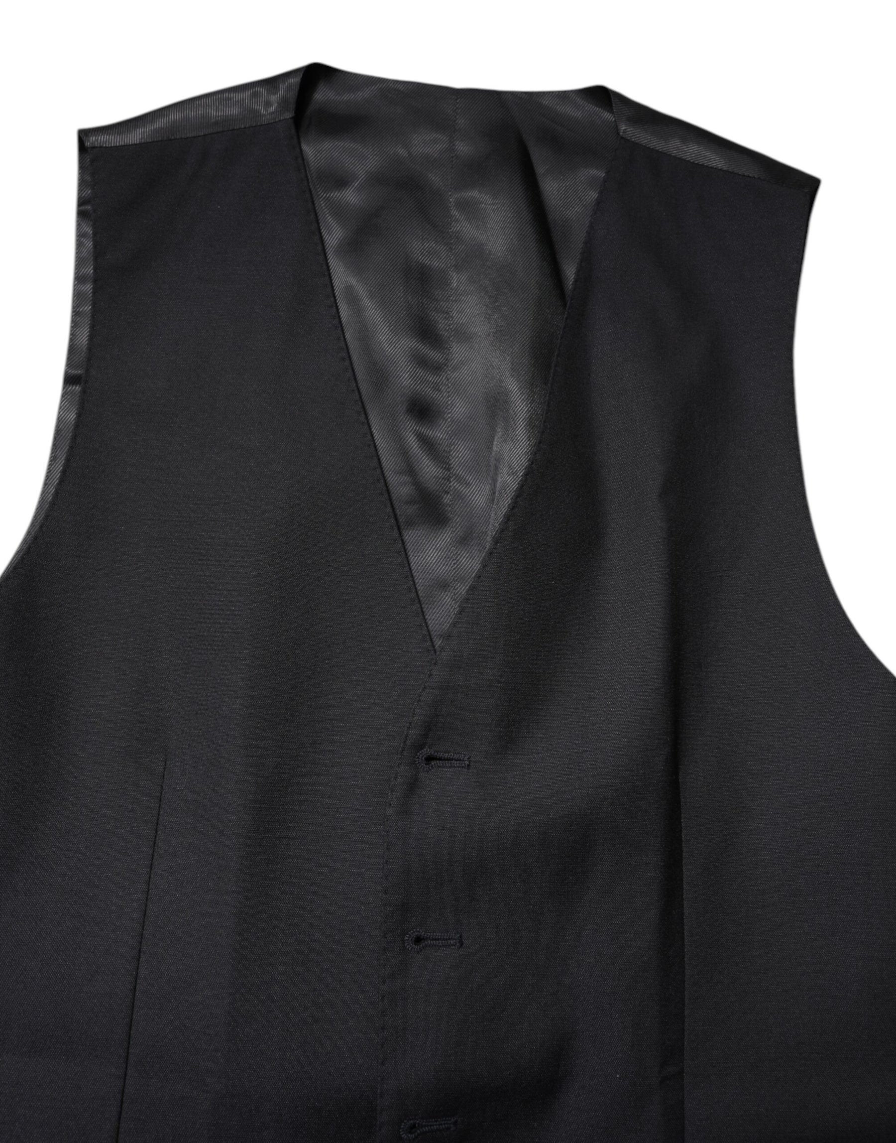 Dolce & Gabbana Black Wool Waistcoat Dress Formal Vest | Regal Royce