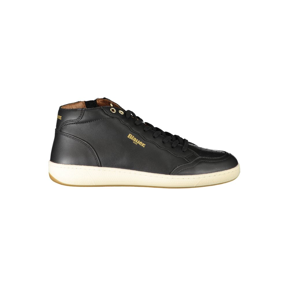 Blauer Black Leather Men Sneaker | Regal Royce