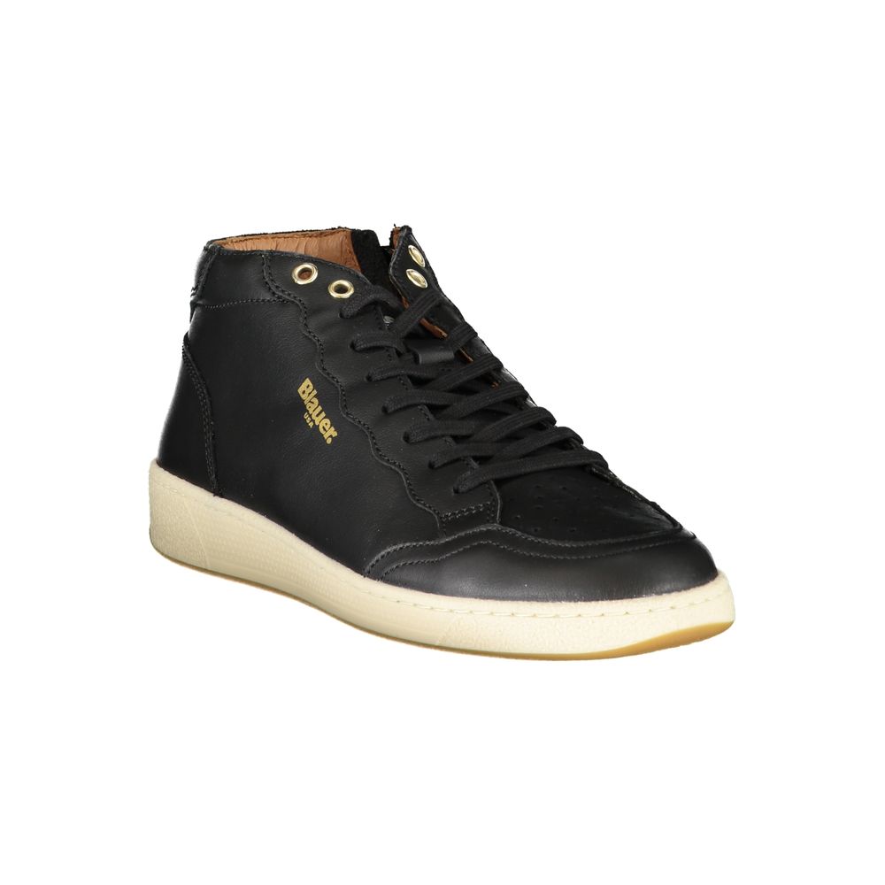 Blauer Black Leather Men Sneaker | Regal Royce