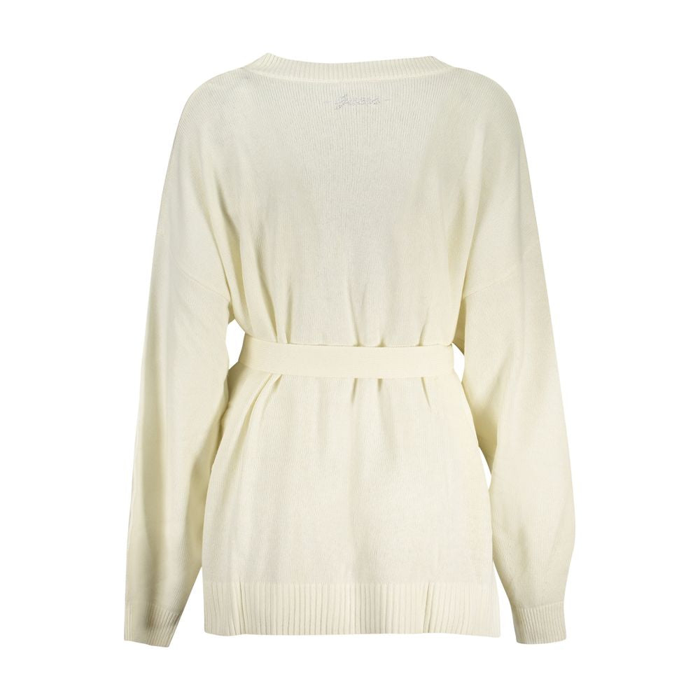Guess Jeans White Acrylic Women Cardigan | Regal Royce