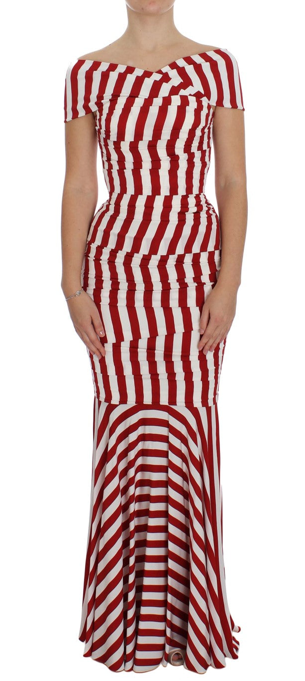 Dolce & Gabbana Red White Silk Stretch Dress | Regal Royce