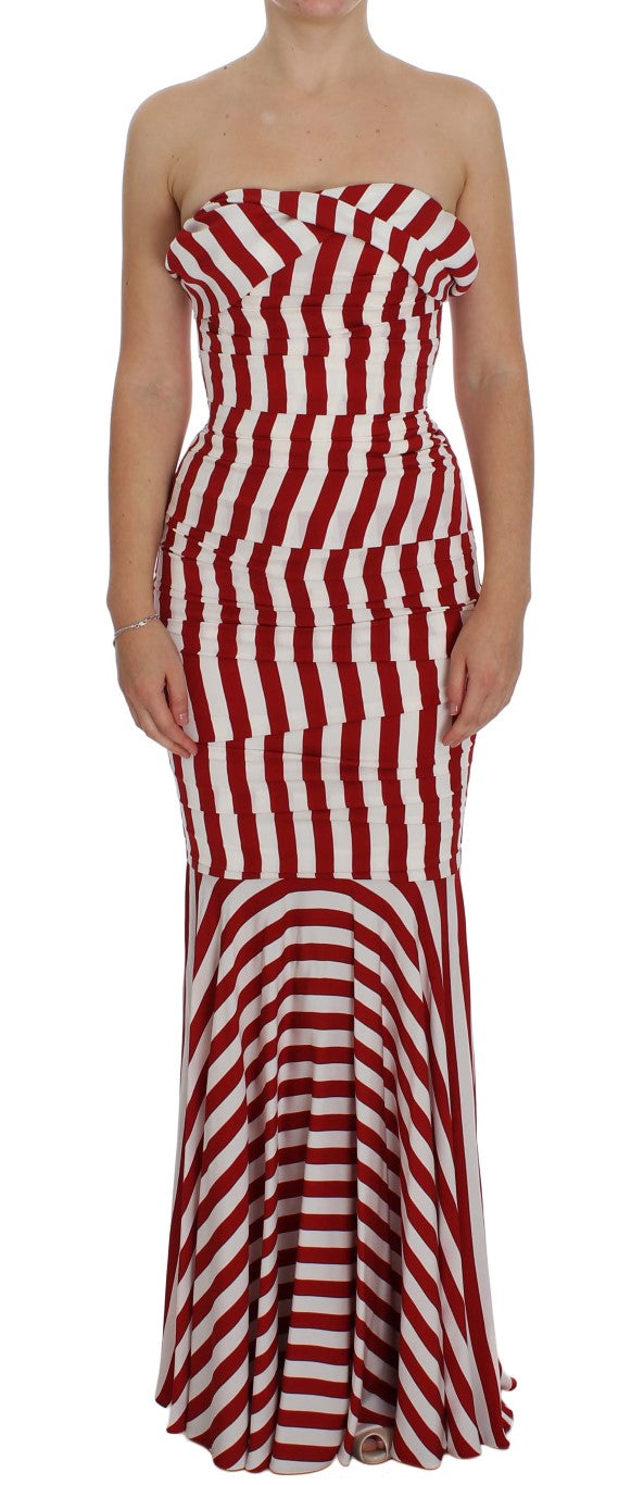 Dolce & Gabbana Red White Silk Stretch Dress | Regal Royce