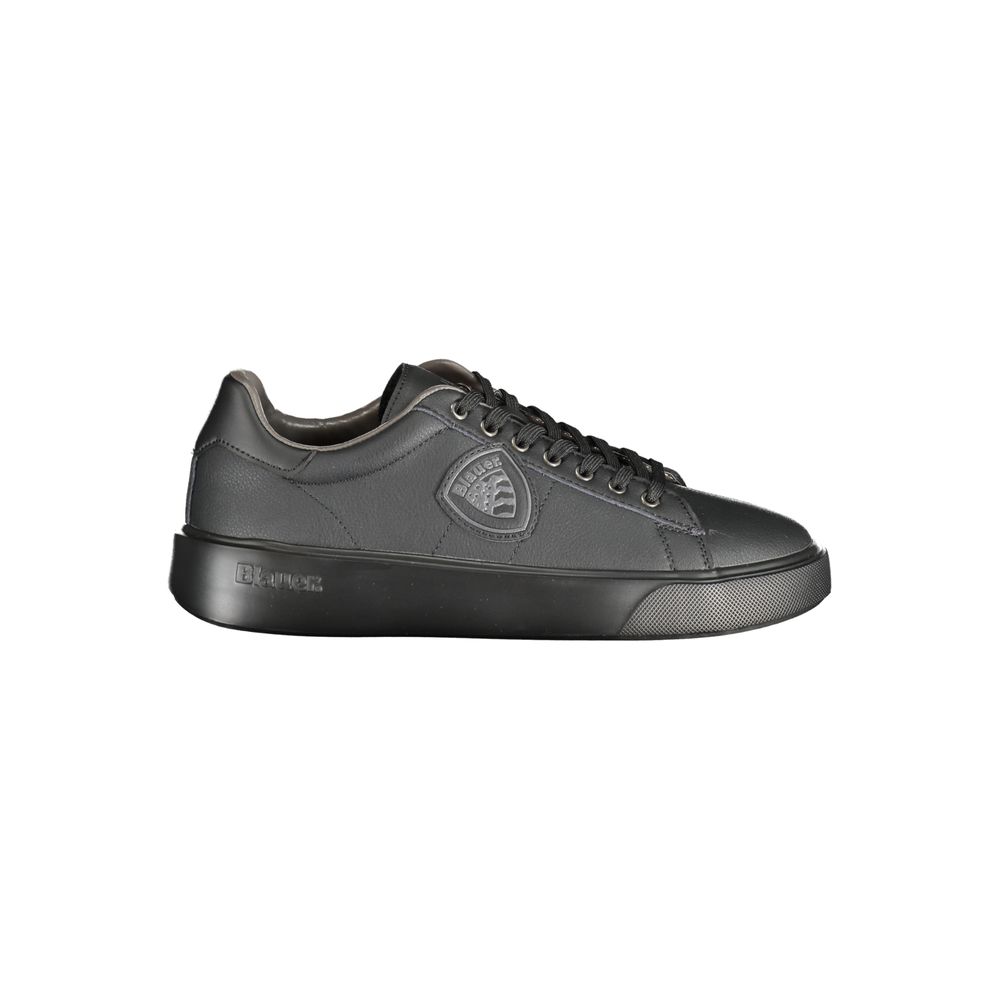 Blauer Black Polyurethane Men Sneaker | Regal Royce