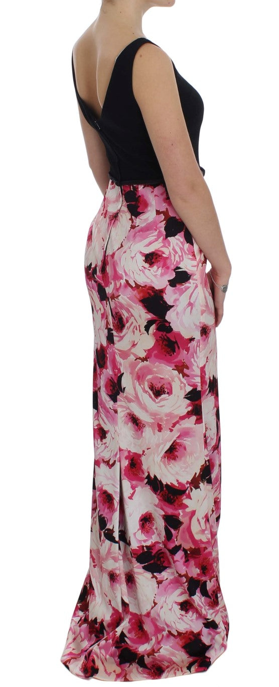 Dolce & Gabbana Pink Floral Print Long Maxi Sheath Dress | Regal Royce