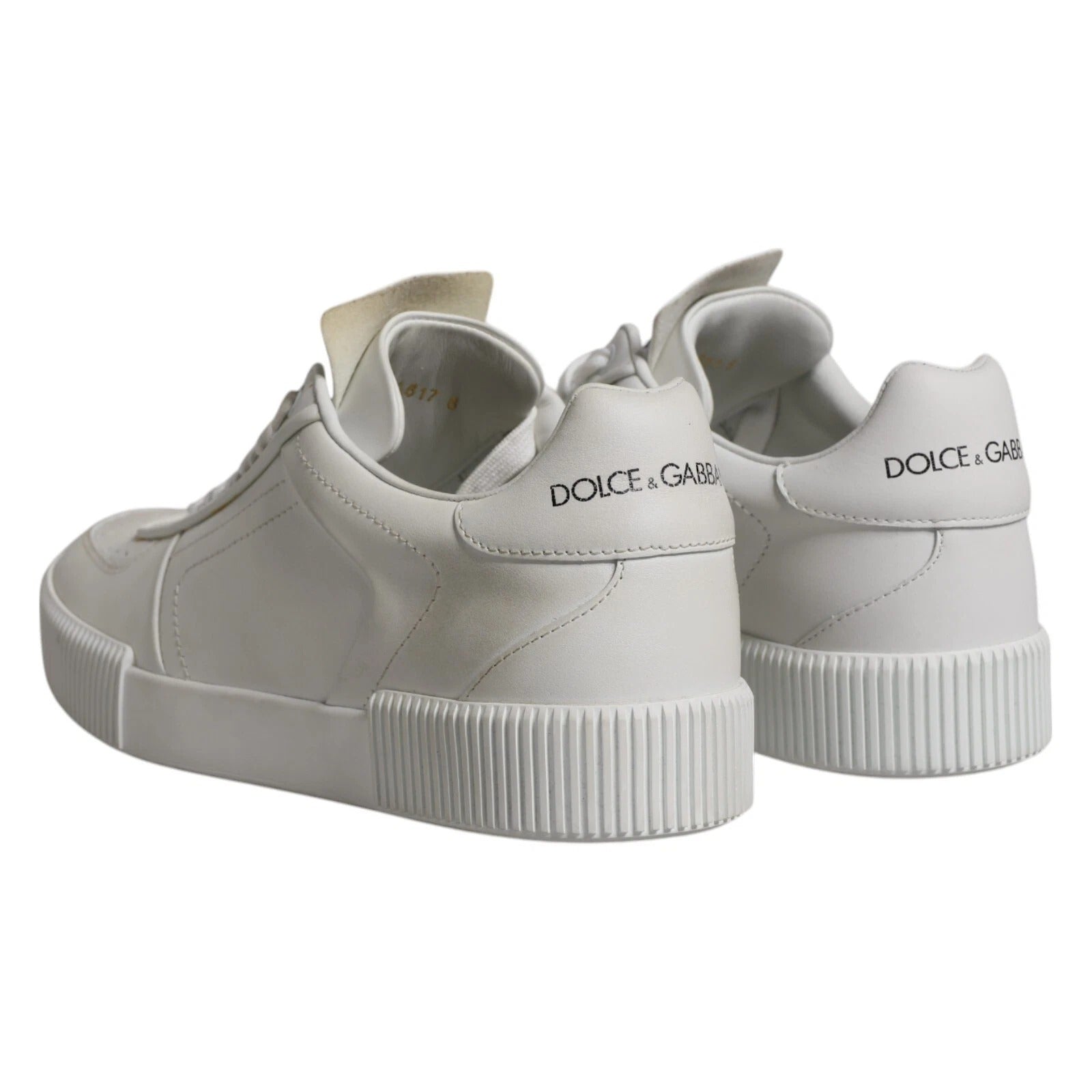 Dolce & Gabbana White Miami Leather Low Top Sneakers Shoes | Regal Royce
