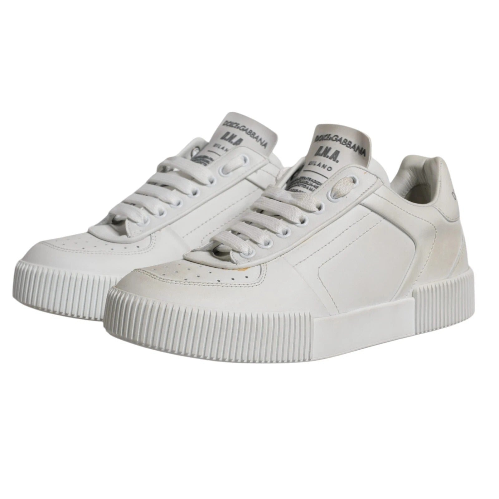 Dolce & Gabbana White Miami Leather Low Top Sneakers Shoes | Regal Royce