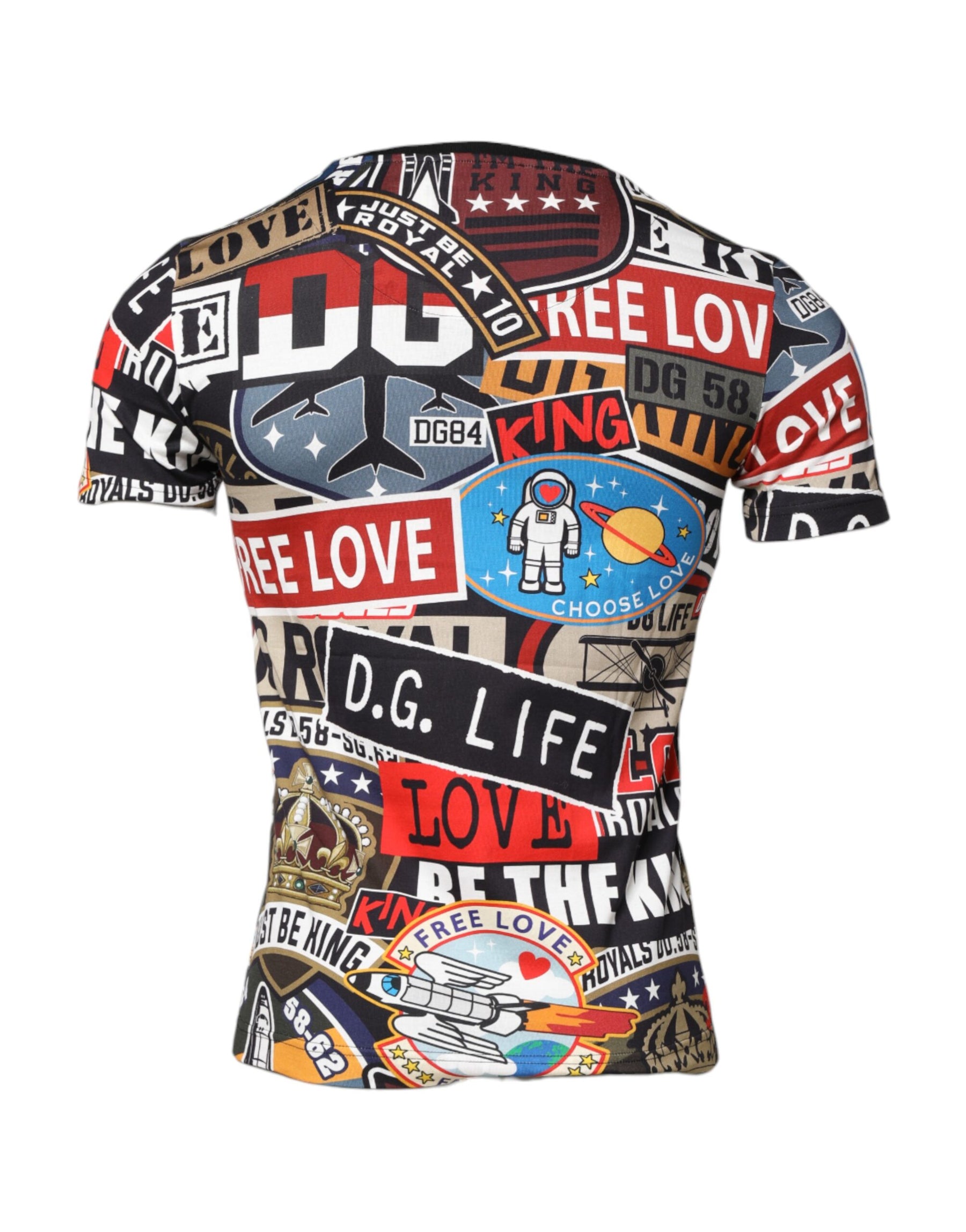 Dolce & Gabbana Multicolor Patchwork Cotton Crew Neck T-shirt | Regal Royce