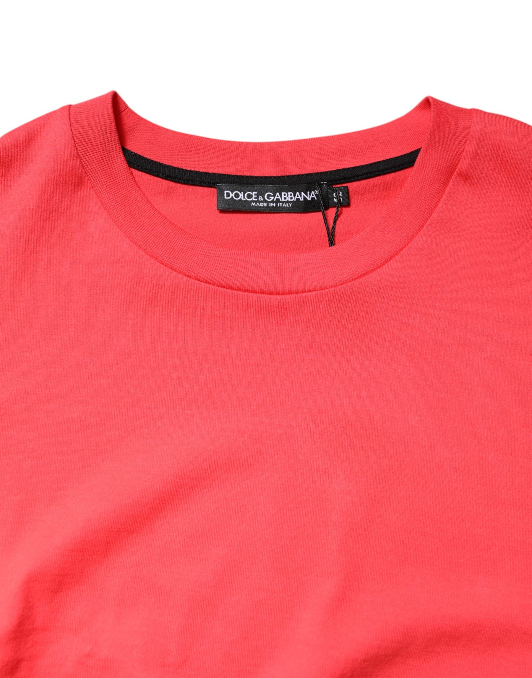 Dolce & Gabbana Red Cotton Lettering Print Crew Neck T-shirt | Regal Royce