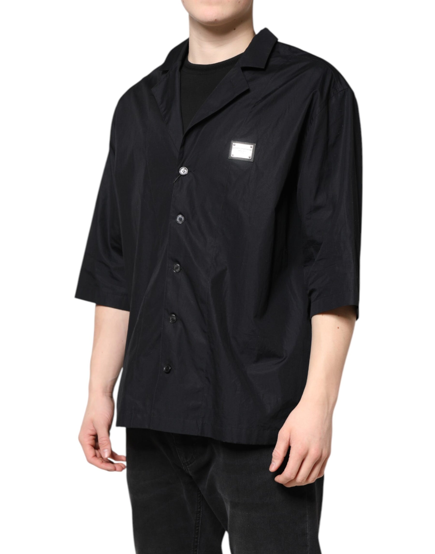 Dolce & Gabbana Black Short Sleeves Button Down Casual Shirt | Regal Royce