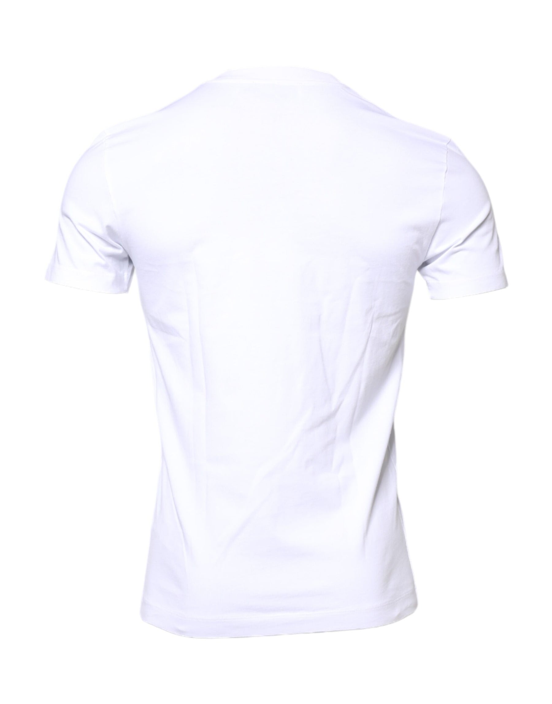Dolce & Gabbana White Cotton Logo Patch Crew Neck T-shirt | Regal Royce