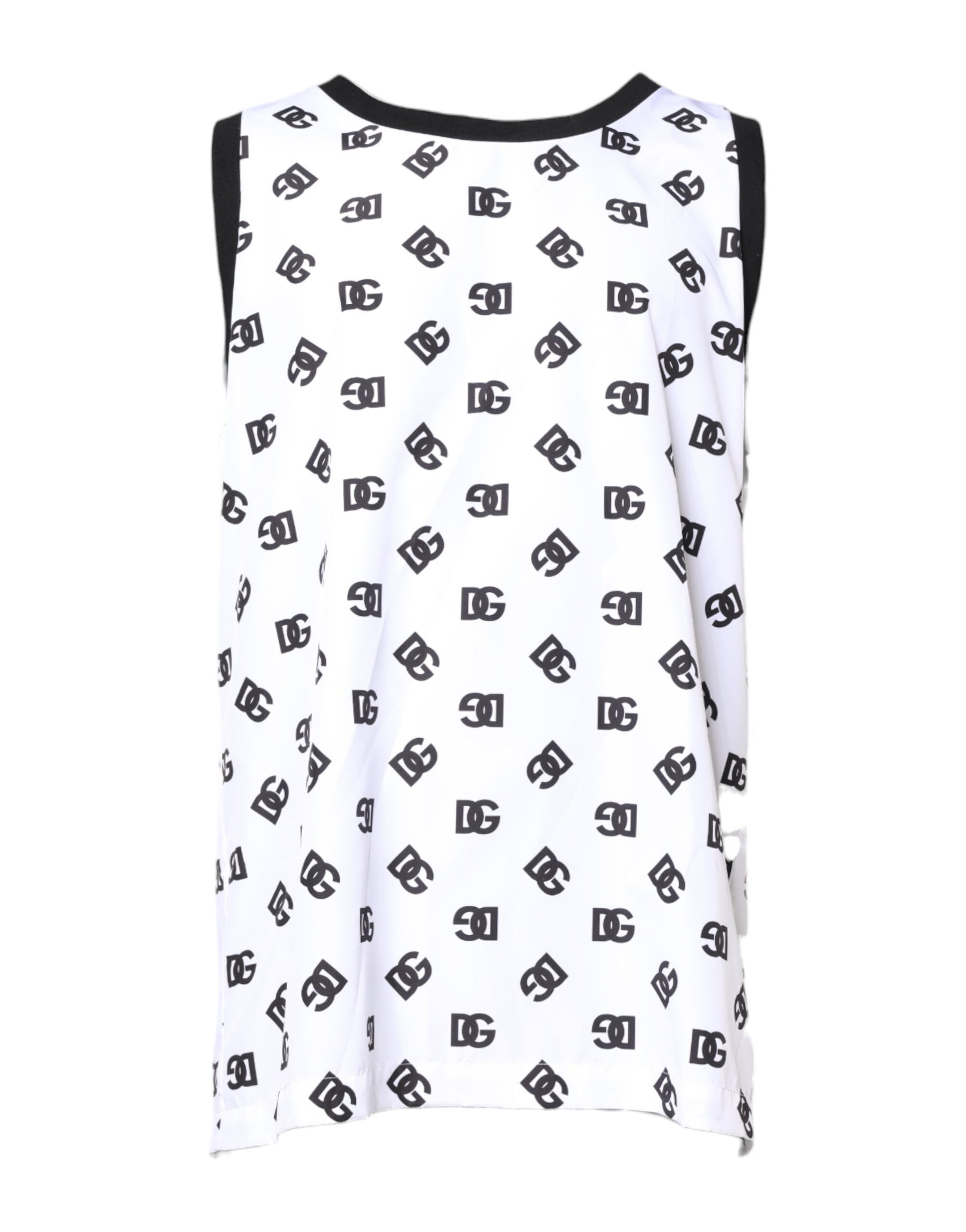 Dolce & Gabbana White Polyester Sleeveless DG Logo T-shirt | Regal Royce