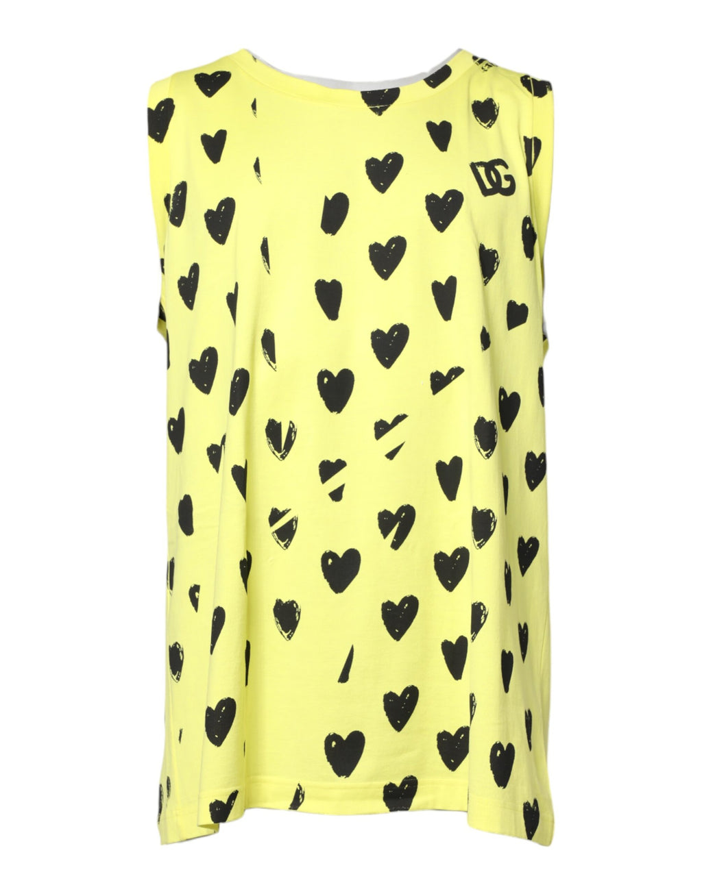 Dolce & Gabbana Yellow Cotton Sleeveless DG Heart T-shirt