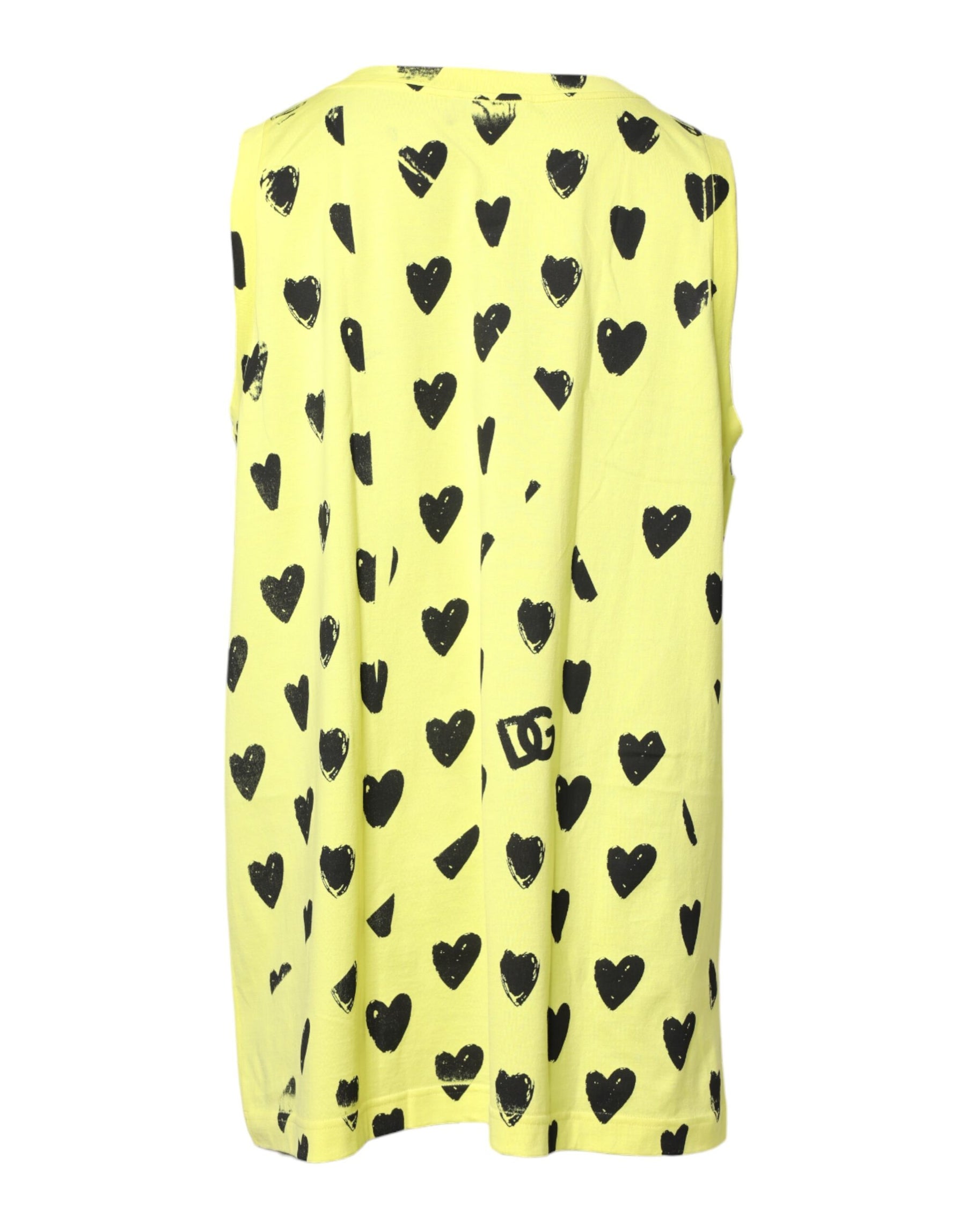 Dolce & Gabbana Yellow Cotton Sleeveless DG Heart T-shirt | Regal Royce
