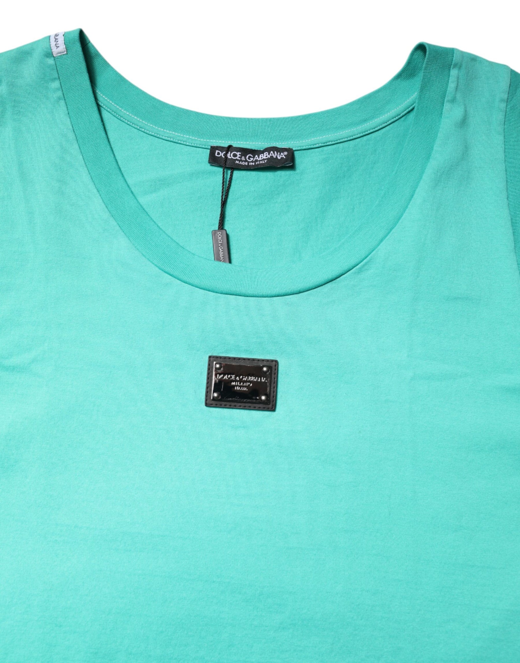 Dolce & Gabbana Green Sleeveless Logo Round Neck T-shirt | Regal Royce
