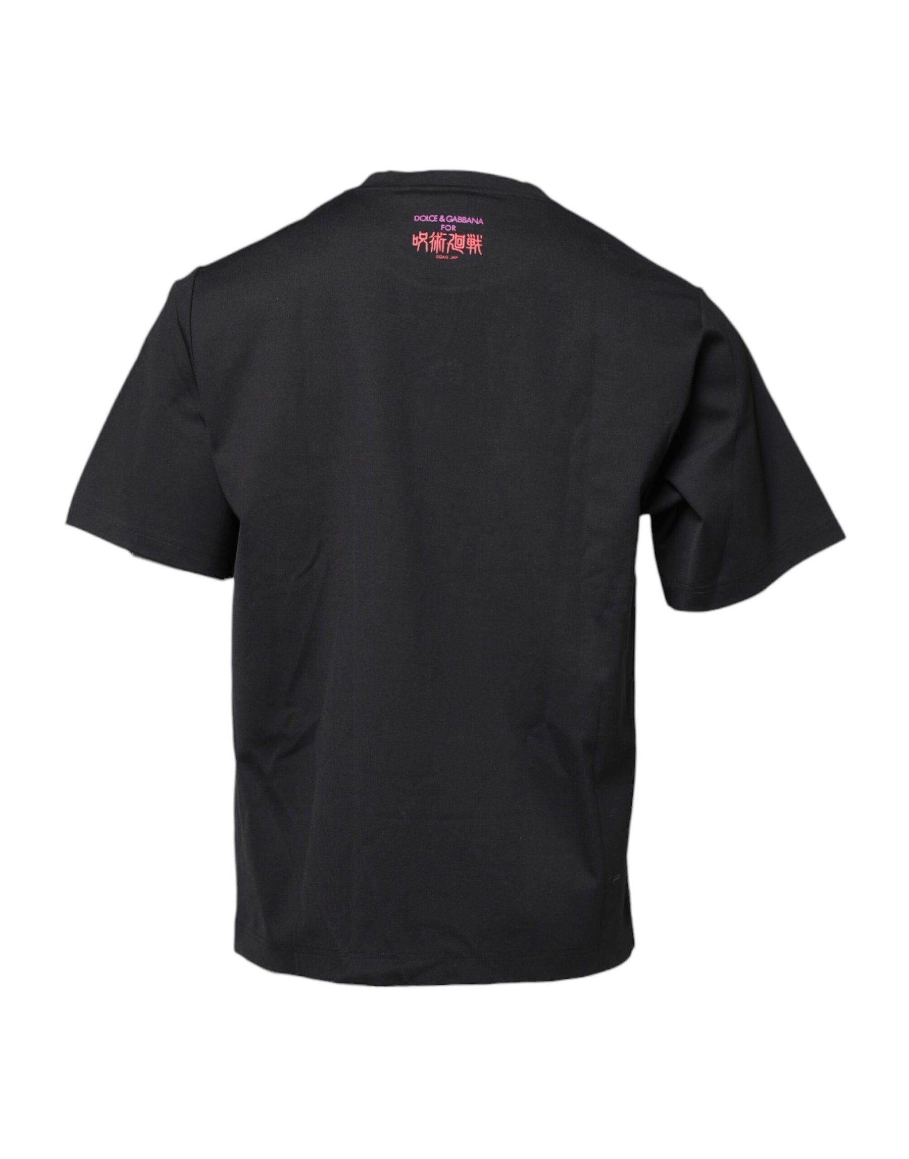 Dolce & Gabbana Black Cotton Graphic Print Crew Neck T-shirt | Regal Royce