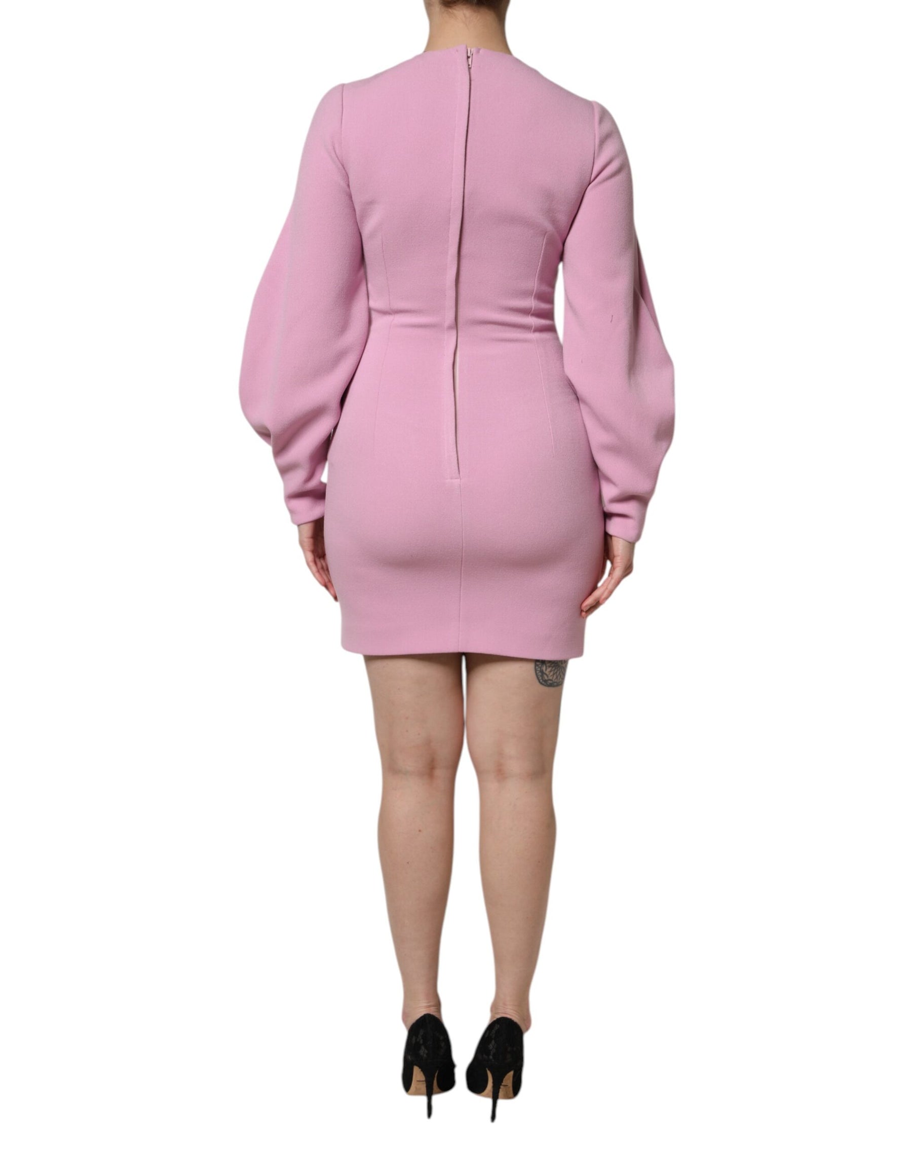 Dolce & Gabbana Pink Polyester Long Sleeves Sheath Mini Dress | Regal Royce