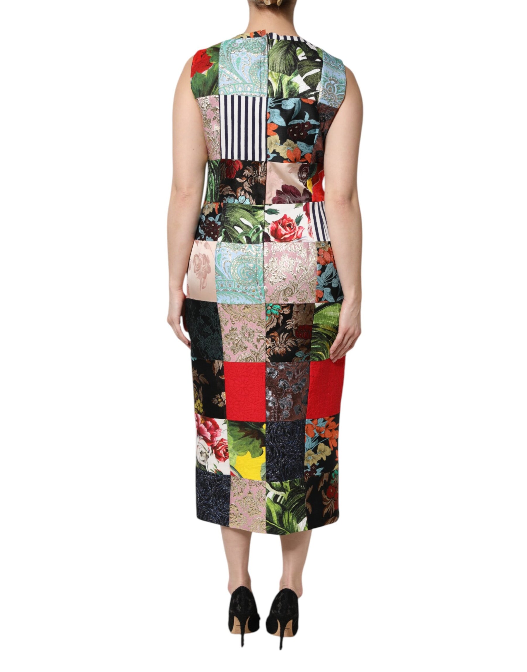 Dolce & Gabbana Multicolor Patchwork Sleeveless Sheath Dress | Regal Royce