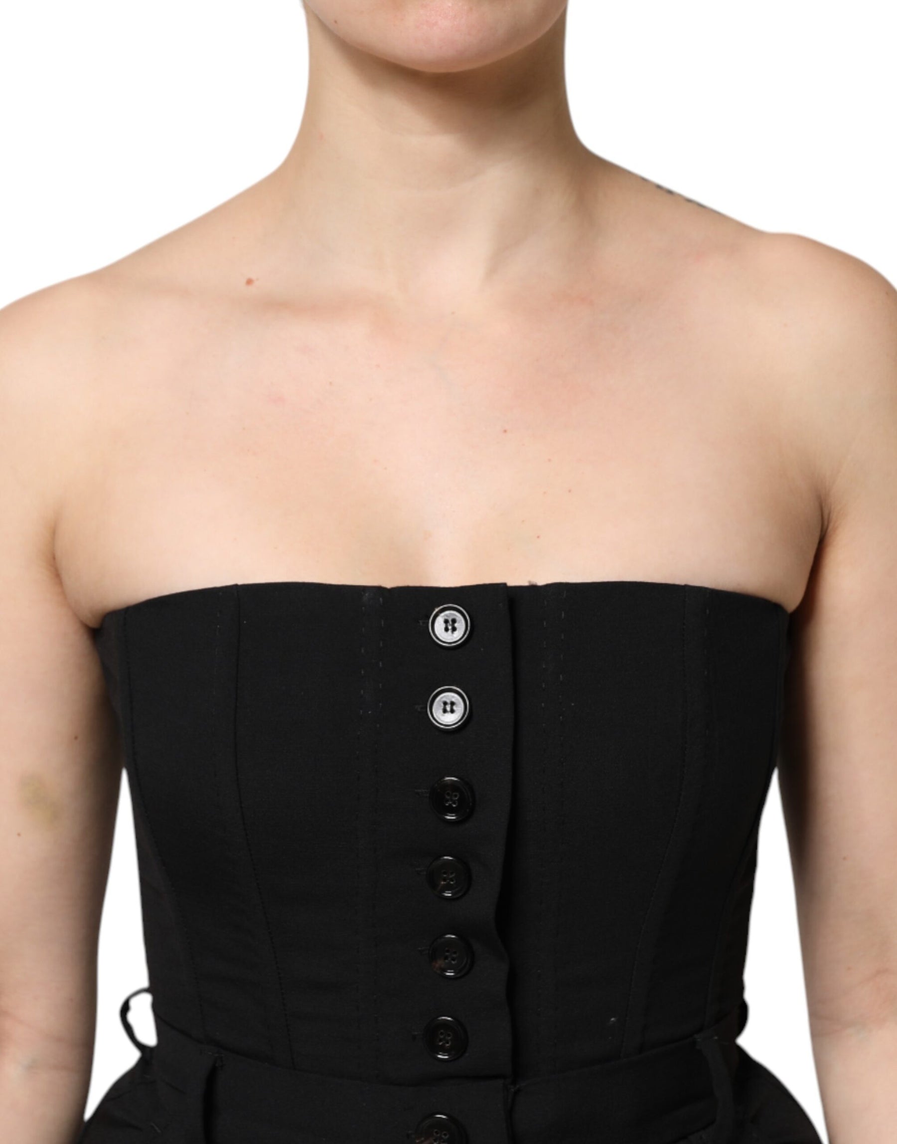 Dolce & Gabbana Black Wool Strapless Romper Jumpsuit Dress | Regal Royce