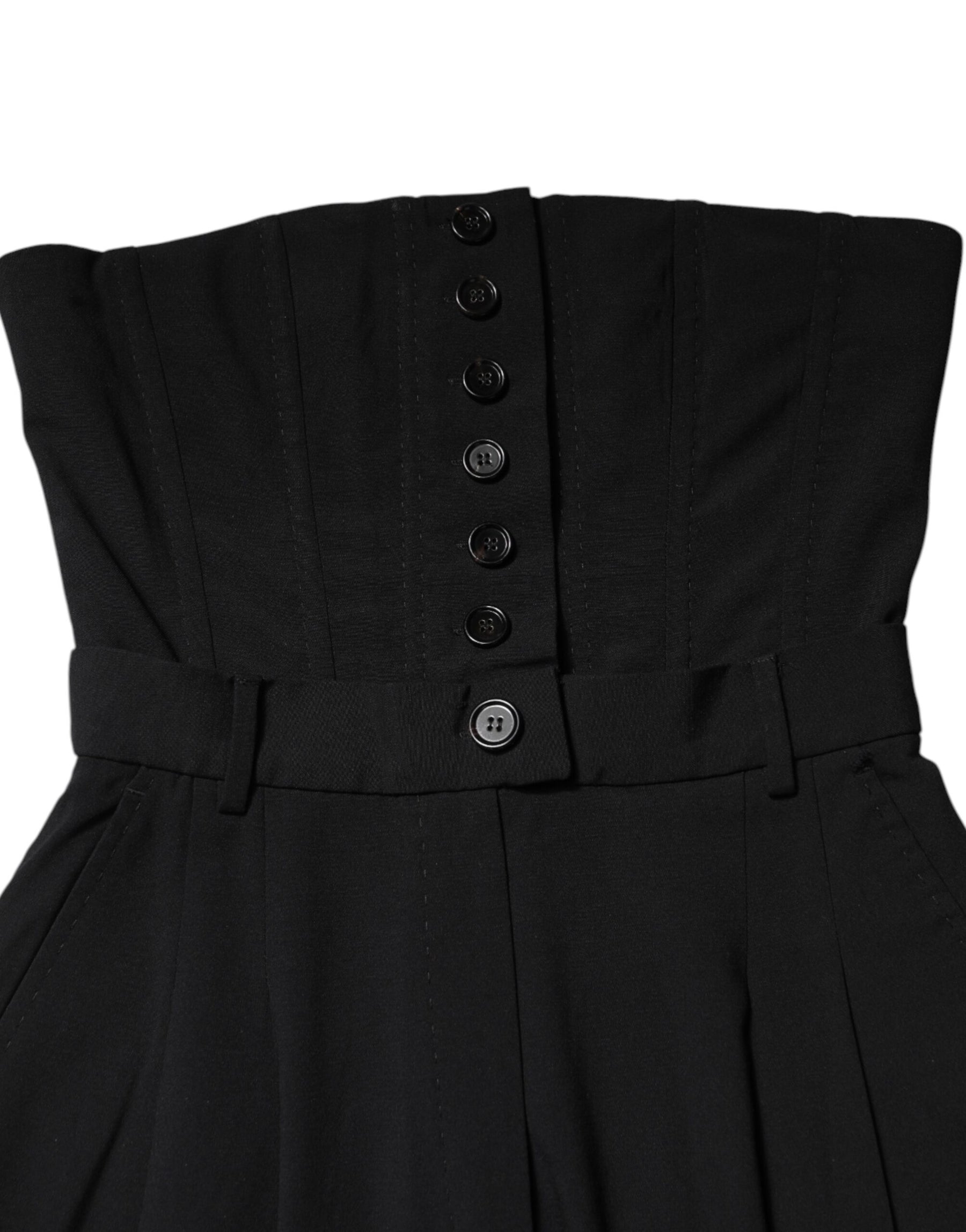 Dolce & Gabbana Black Wool Strapless Romper Jumpsuit Dress | Regal Royce