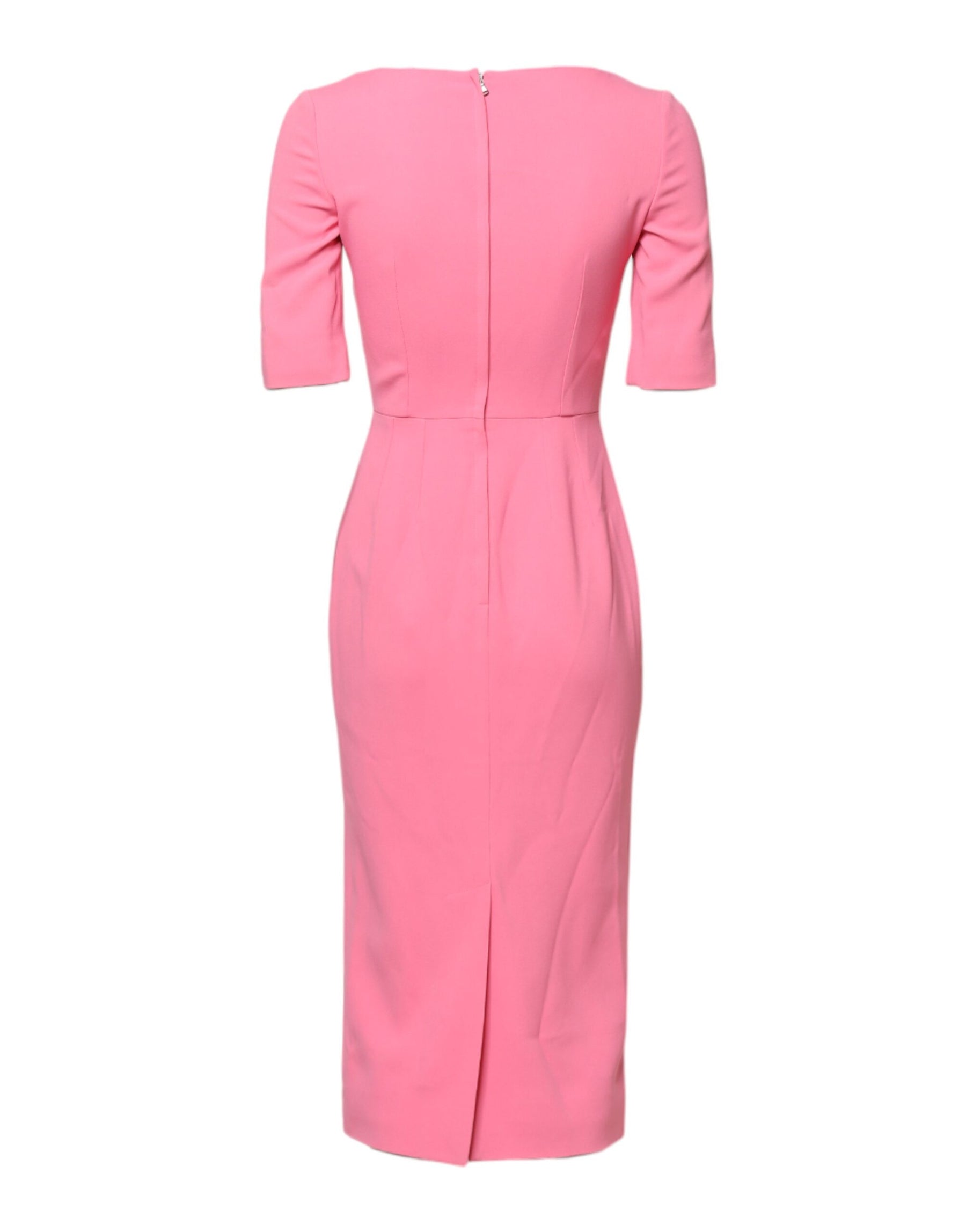 Dolce & Gabbana Pink Viscose Short Sleeve Sheath Midi Dress | Regal Royce