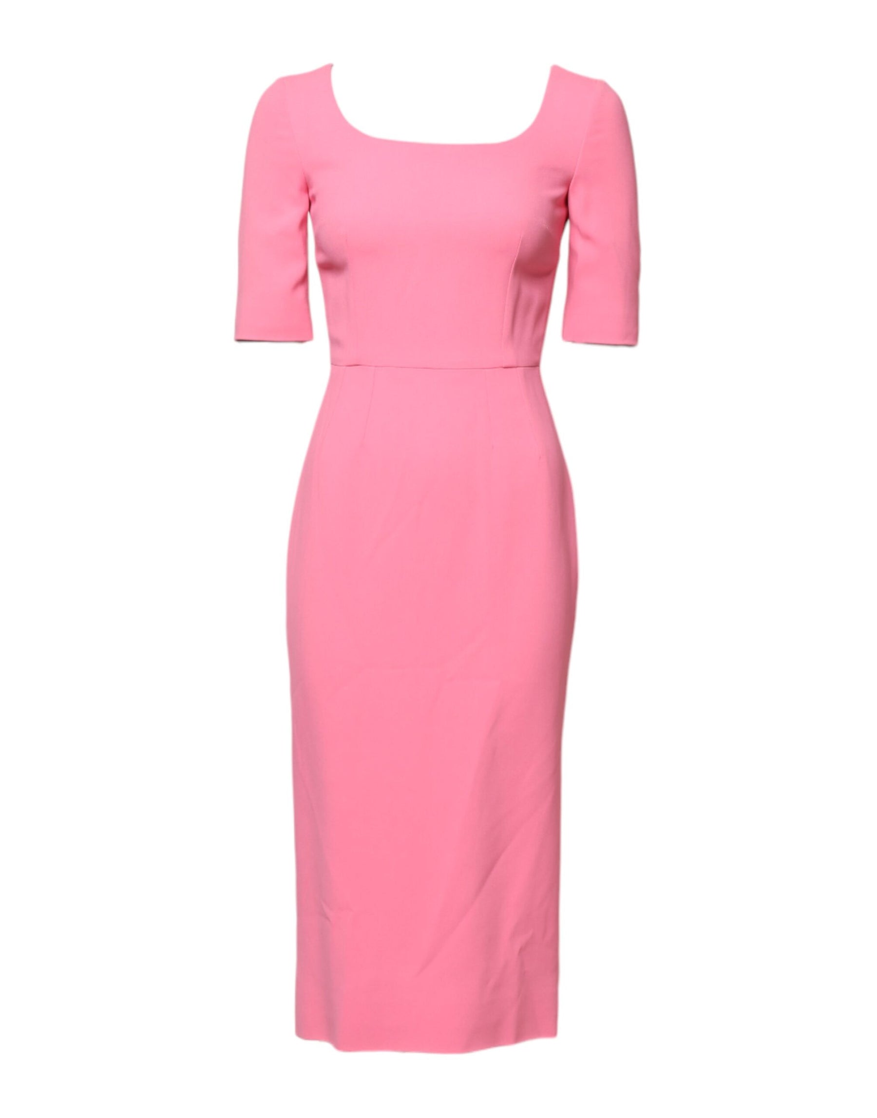Dolce & Gabbana Pink Viscose Short Sleeve Sheath Midi Dress | Regal Royce