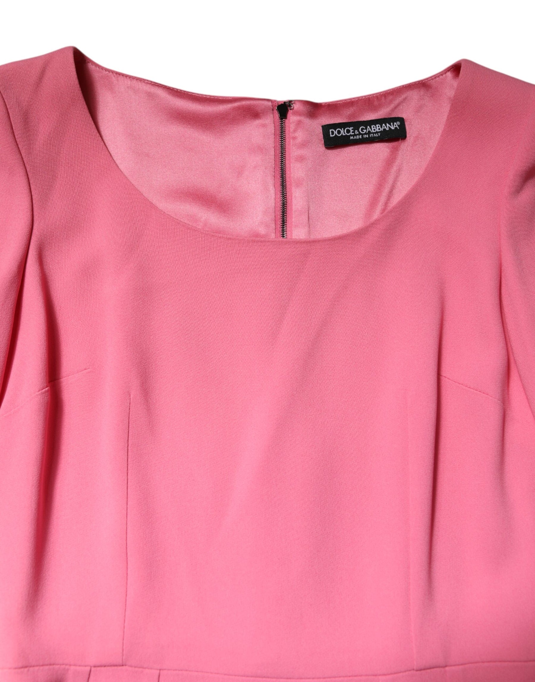 Dolce & Gabbana Pink Viscose Short Sleeve Sheath Midi Dress | Regal Royce