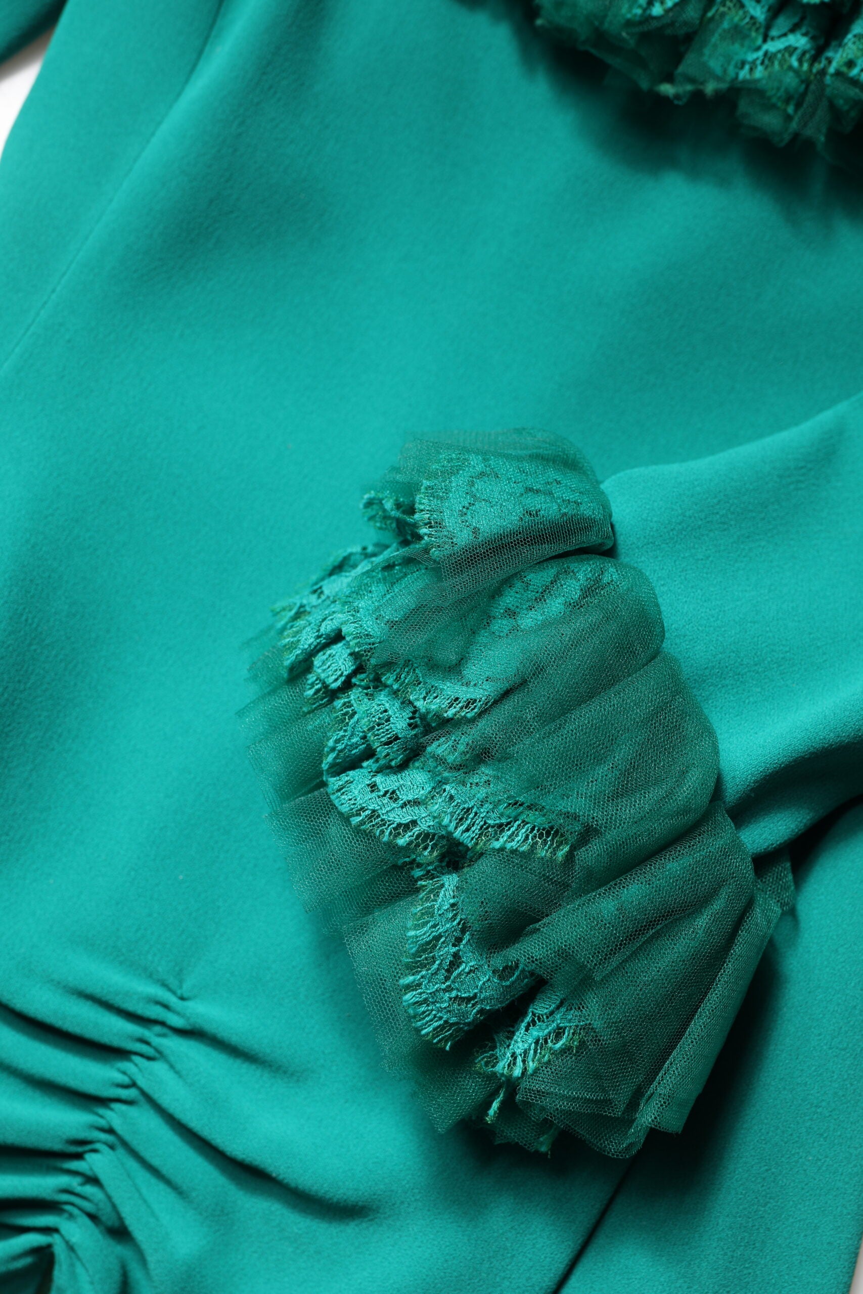 Dolce & Gabbana Green Lace Off Shoulder Sheath Mini Dress | Regal Royce