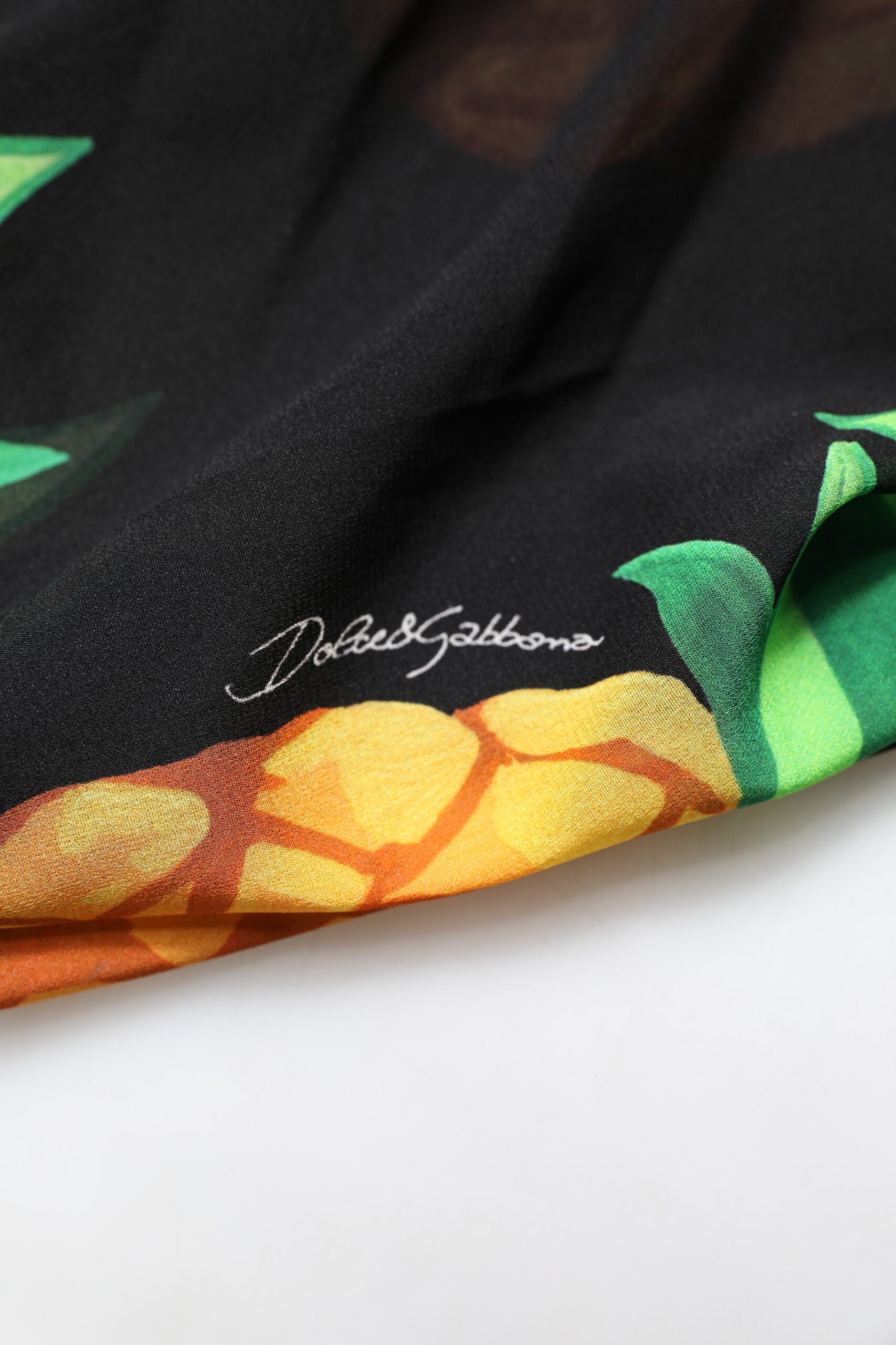 Dolce & Gabbana Black Pineapple Print Silk Wrap Mini Dress | Regal Royce